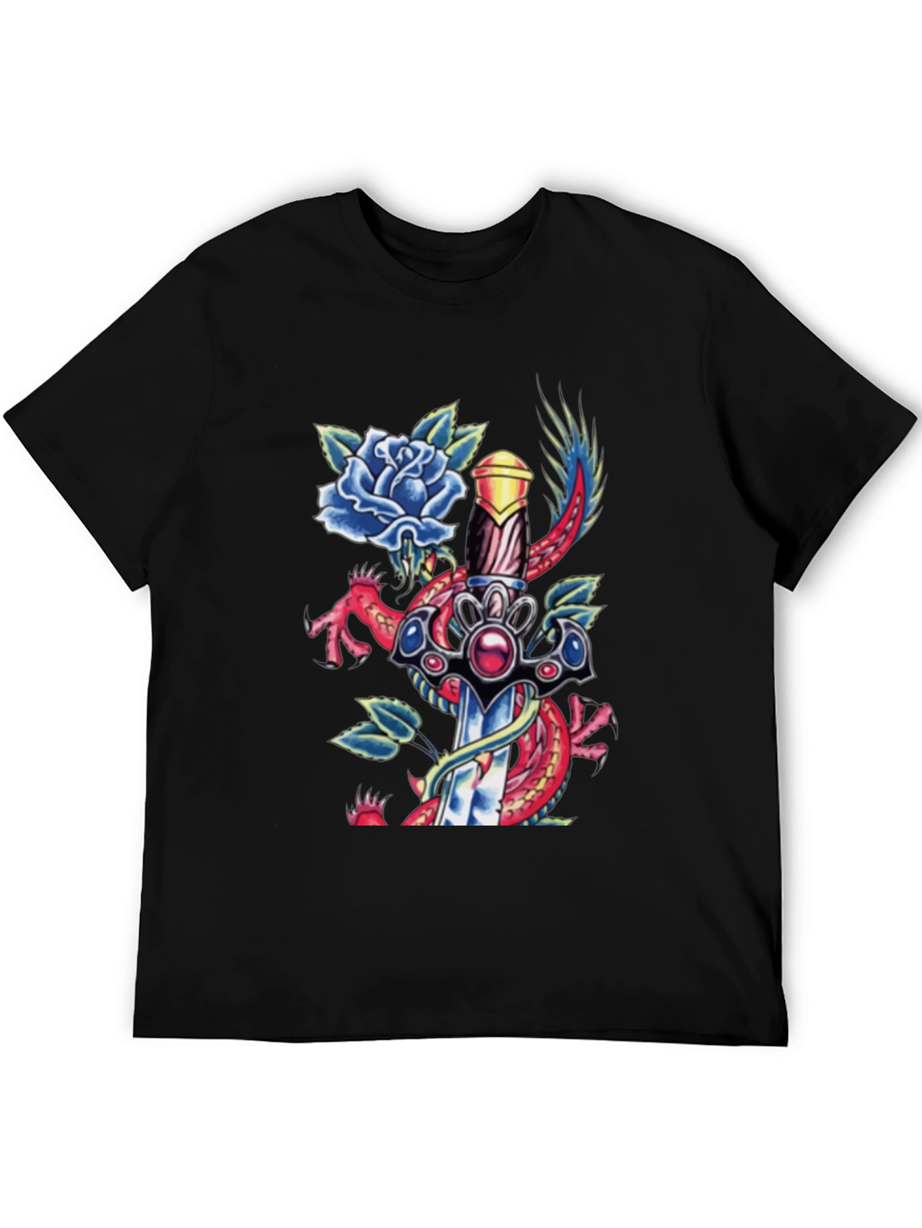 Dragon Sword Tattoo Graphic Men's Tee - 5