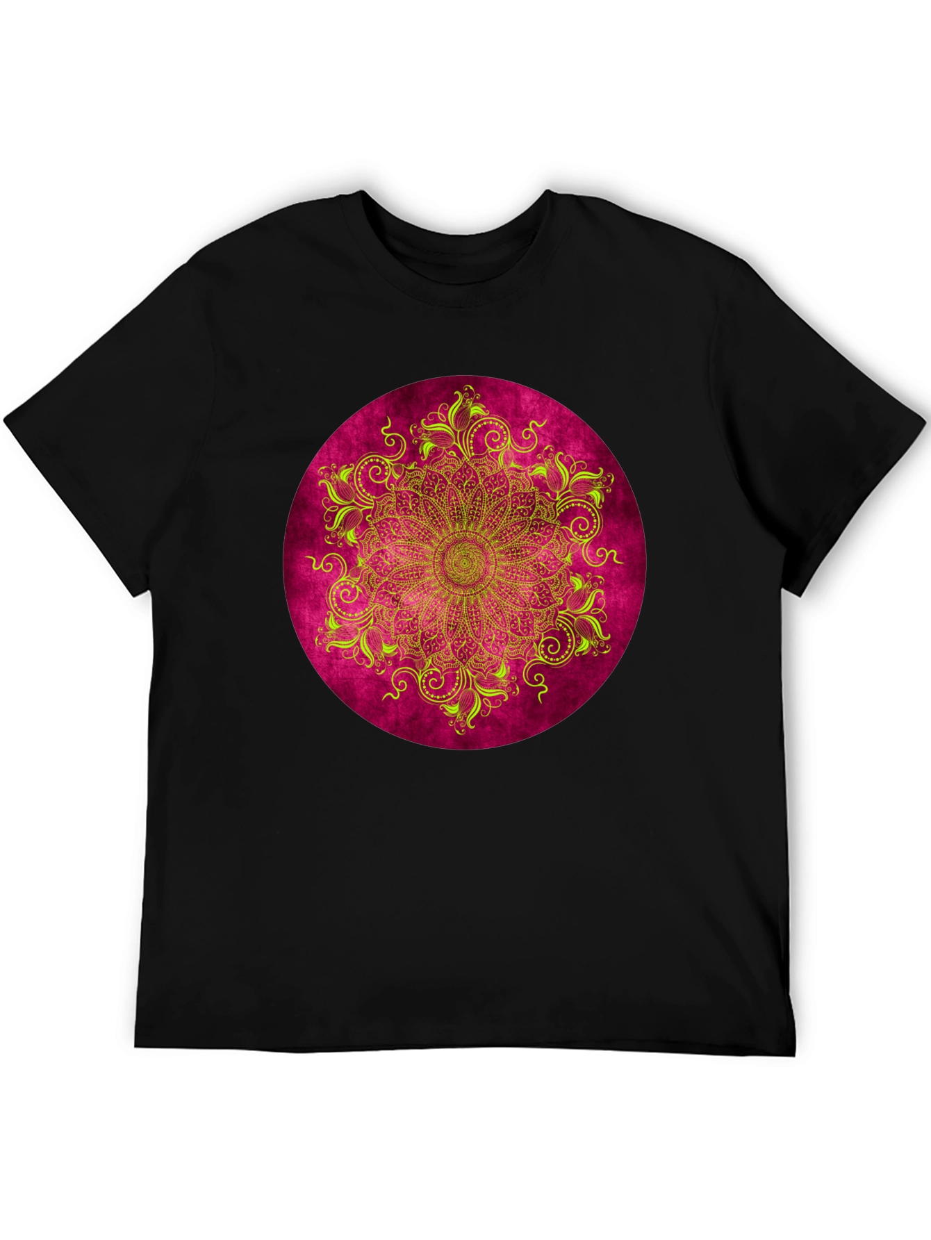 Black Boho Mandala Graphic Tee - Men's Black T-Shirt view 5