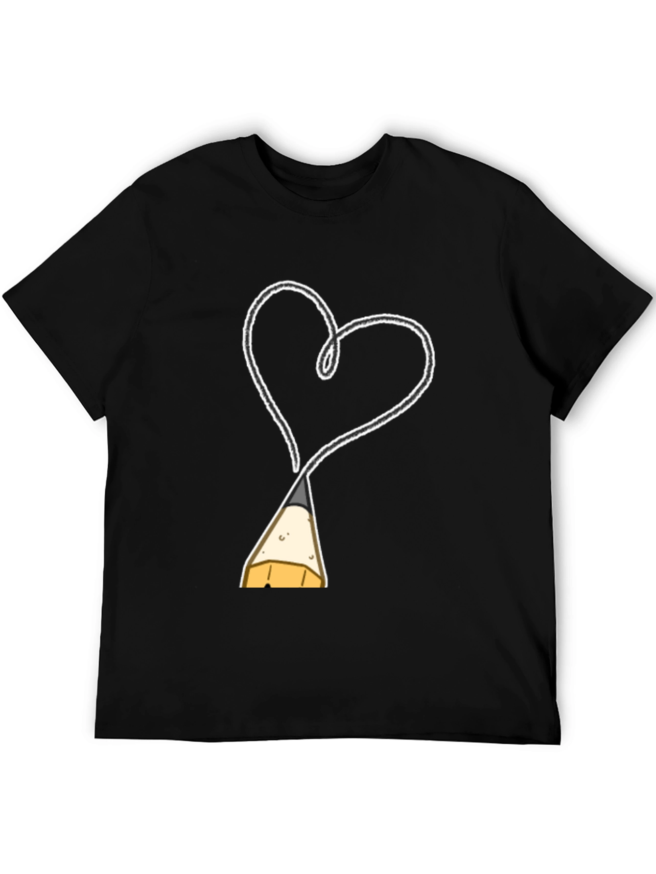 Black Heart Drawn By Pencil T-Shirt - Artistic Fashion view 5