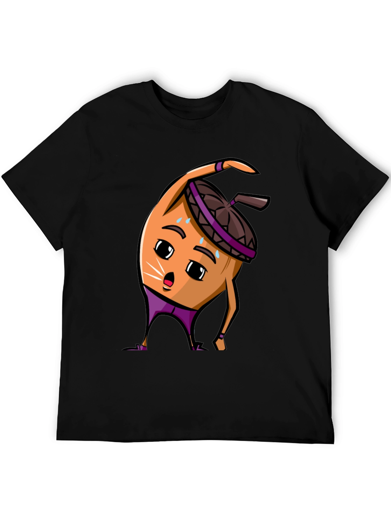 Black Funny Acorn Workout T-Shirt - Black view 5