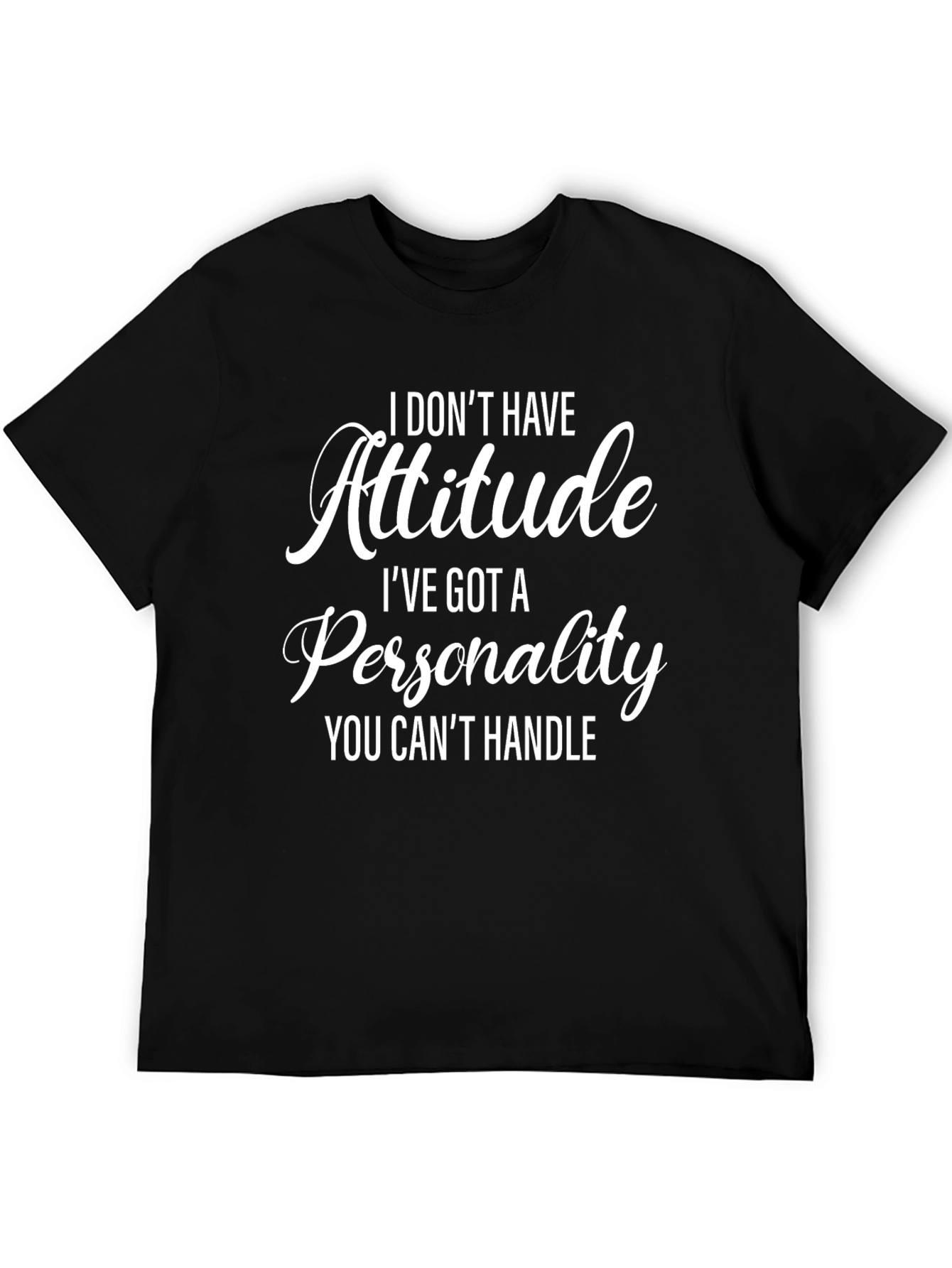 Black Attitude Personality Men's Black T-Shirt view 5