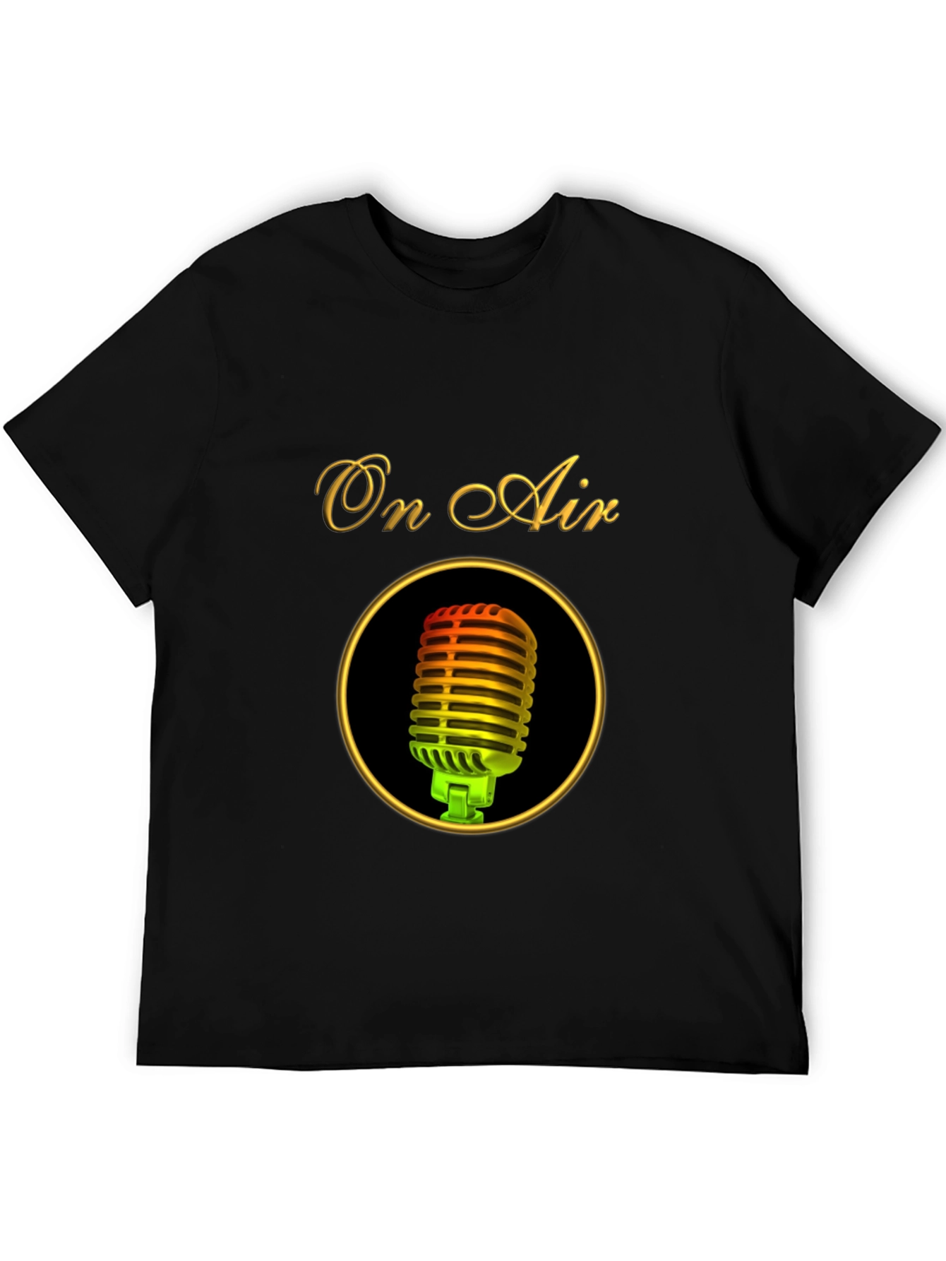 Black On Air Microphone Black T-Shirt view 5