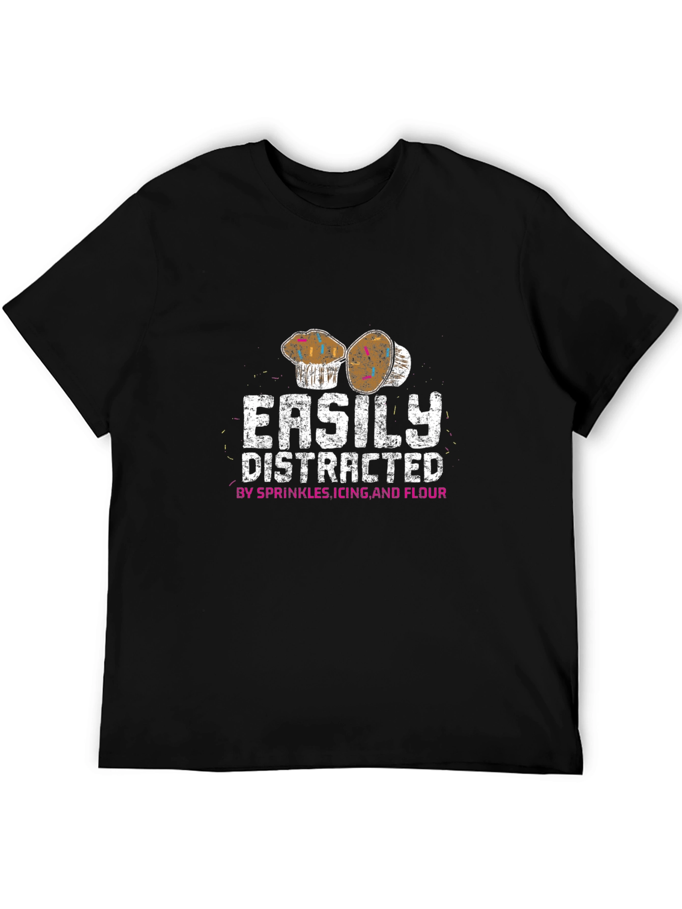 Black Easily Distracted By Sprinkles T-Shirt view 5