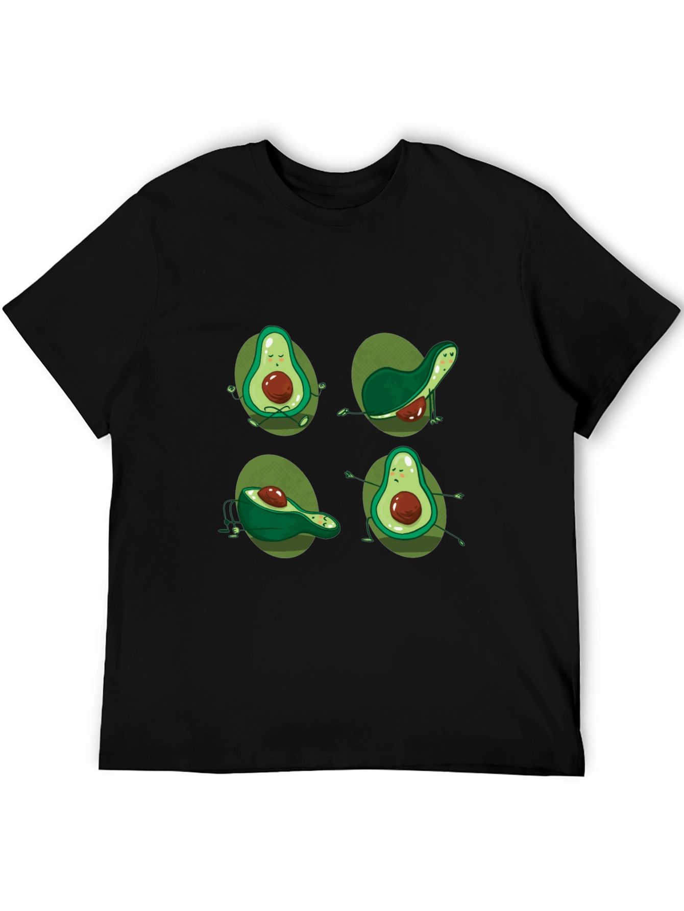 Black Avocado Yoga Black T-Shirt - Meditating Fruit Tee view 5