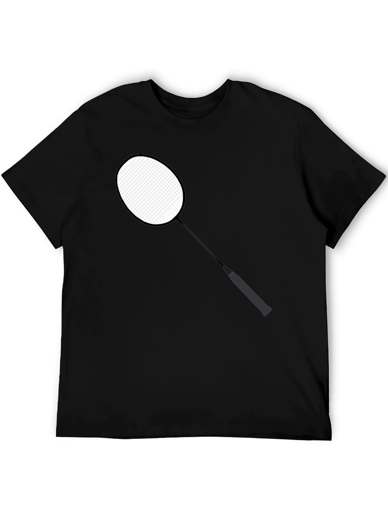 Black Badminton Racket Graphic Tee - Stylish Sportswear view 5