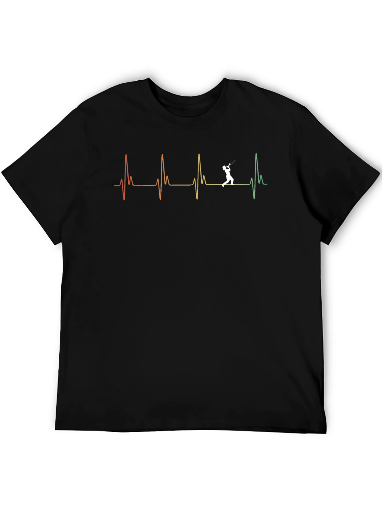 Black Heartbeat Baseball Player Graphic Tee view 5