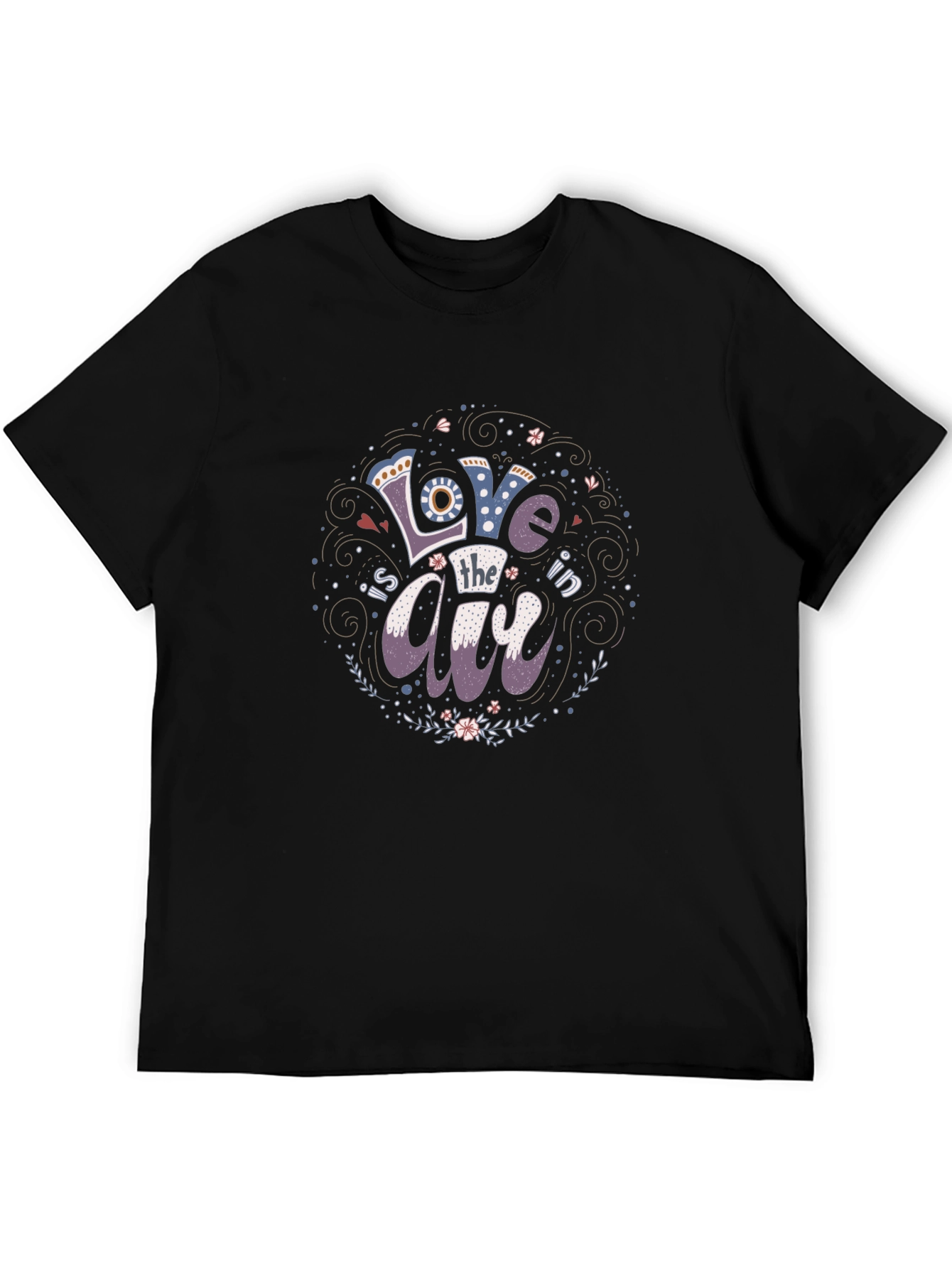 Black Love is in the Air Graphic Tee - Stylish Unisex Black T-Shirt view 5