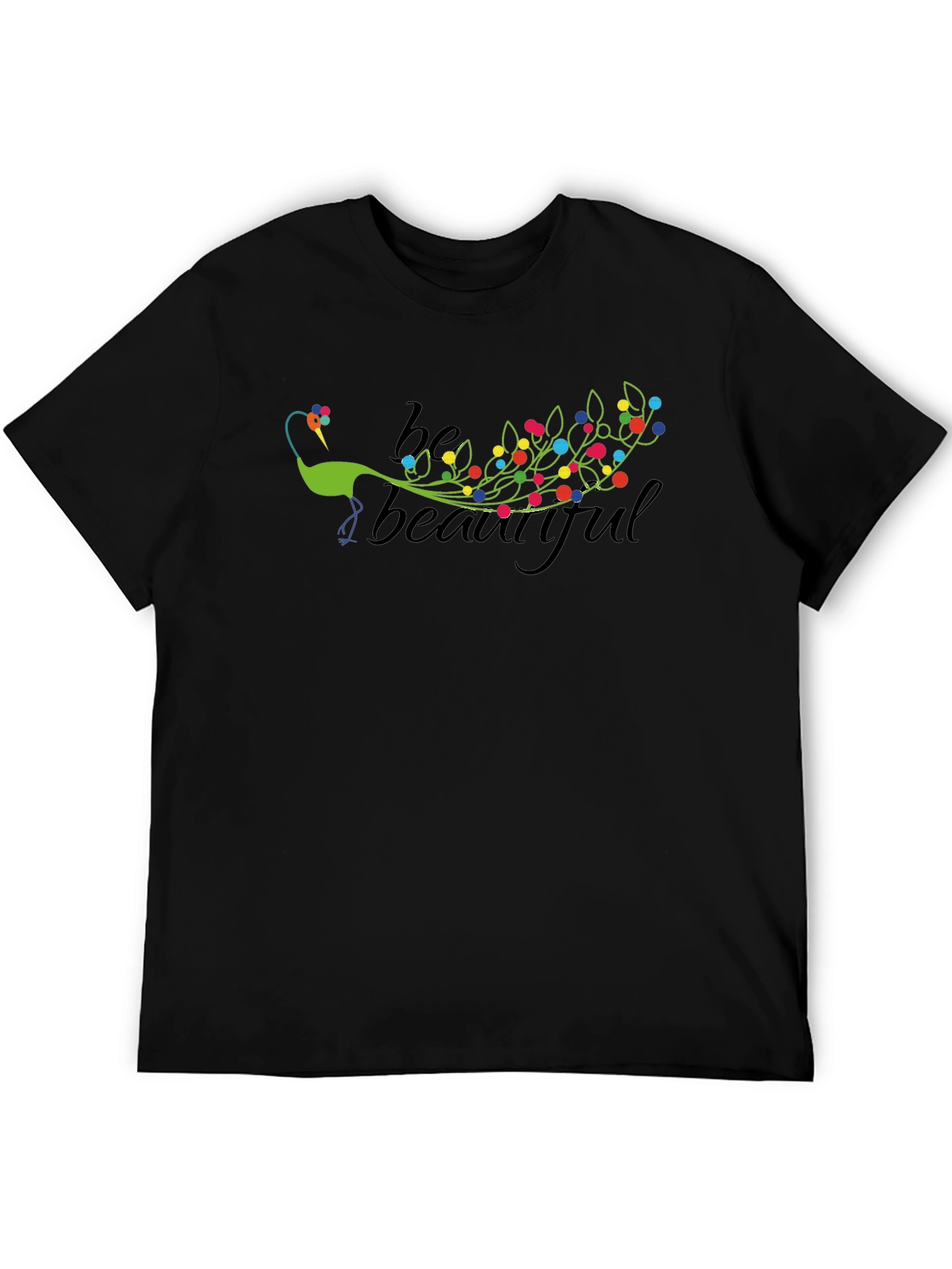 Black Be Beautiful Peacock Graphic Tee - Black view 5