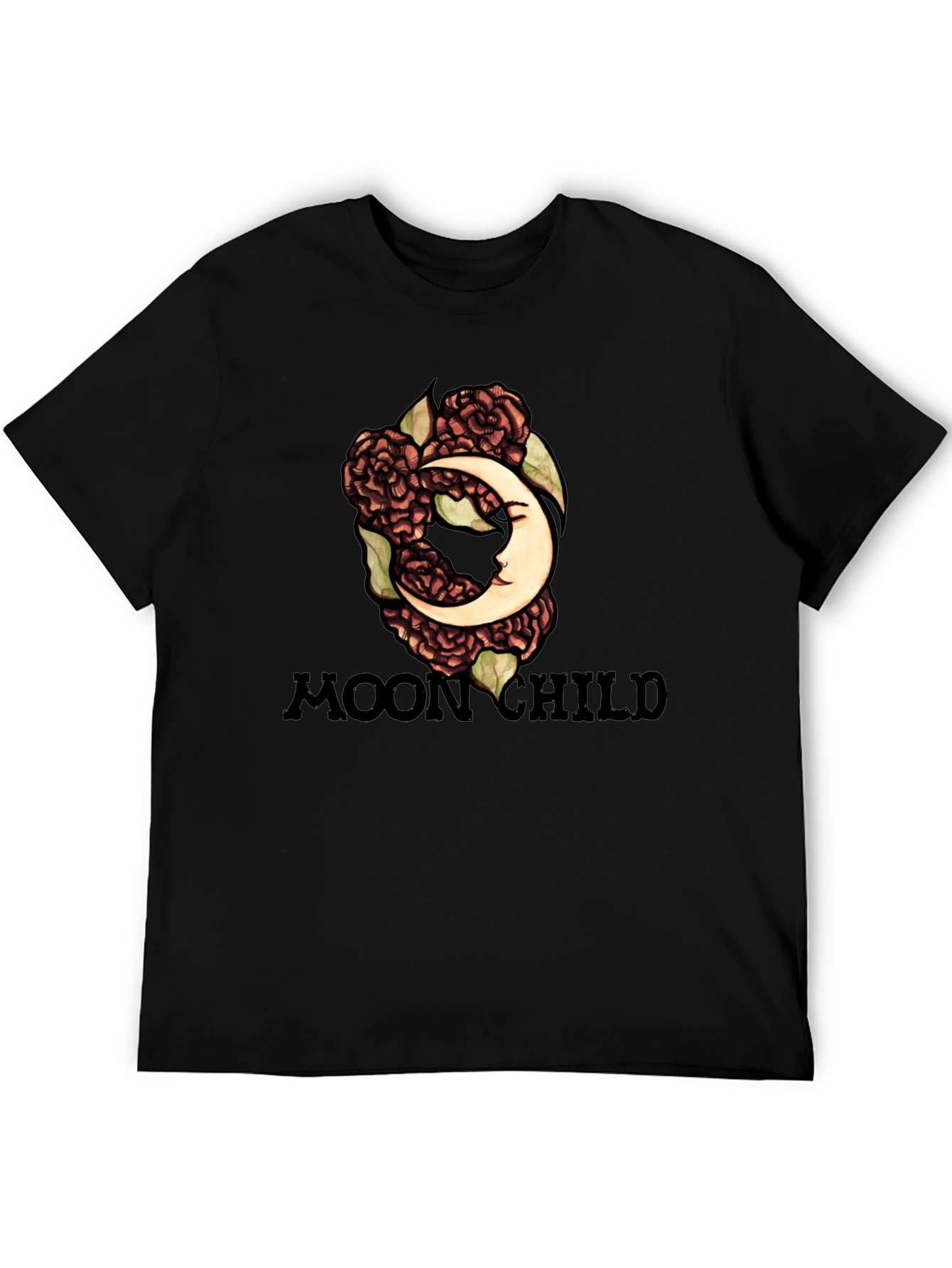 Moon Child Graphic Tee - Black Cotton T-Shirt - 5