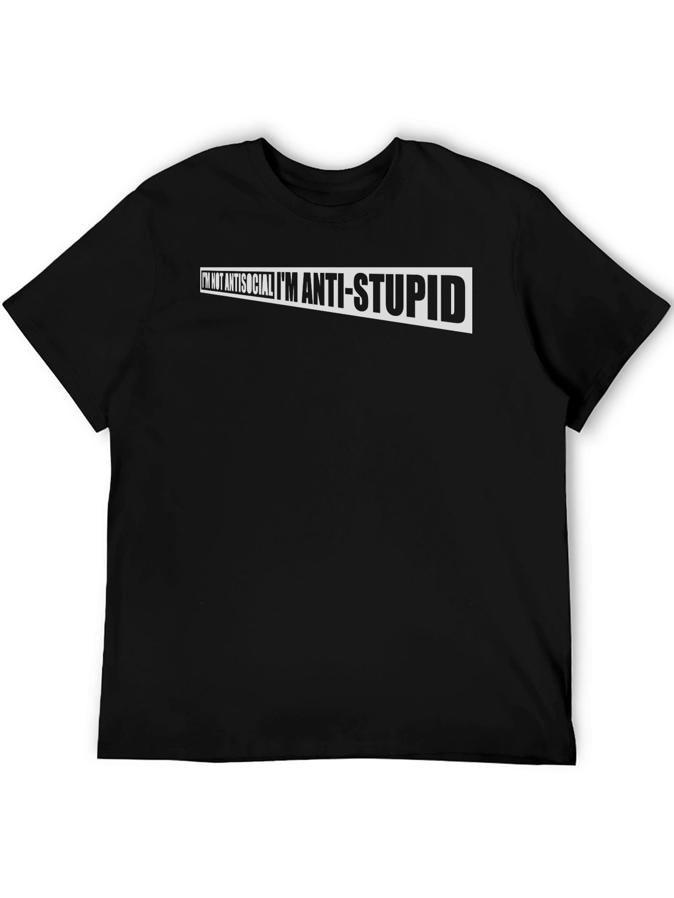 Black Anti-Stupid Graphic Tee - Mens Humor T-Shirt view 5
