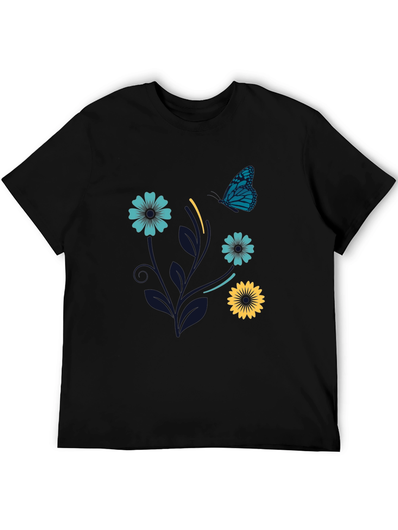 Black Floral Butterfly Graphic Tee - Stylish Comfort view 5
