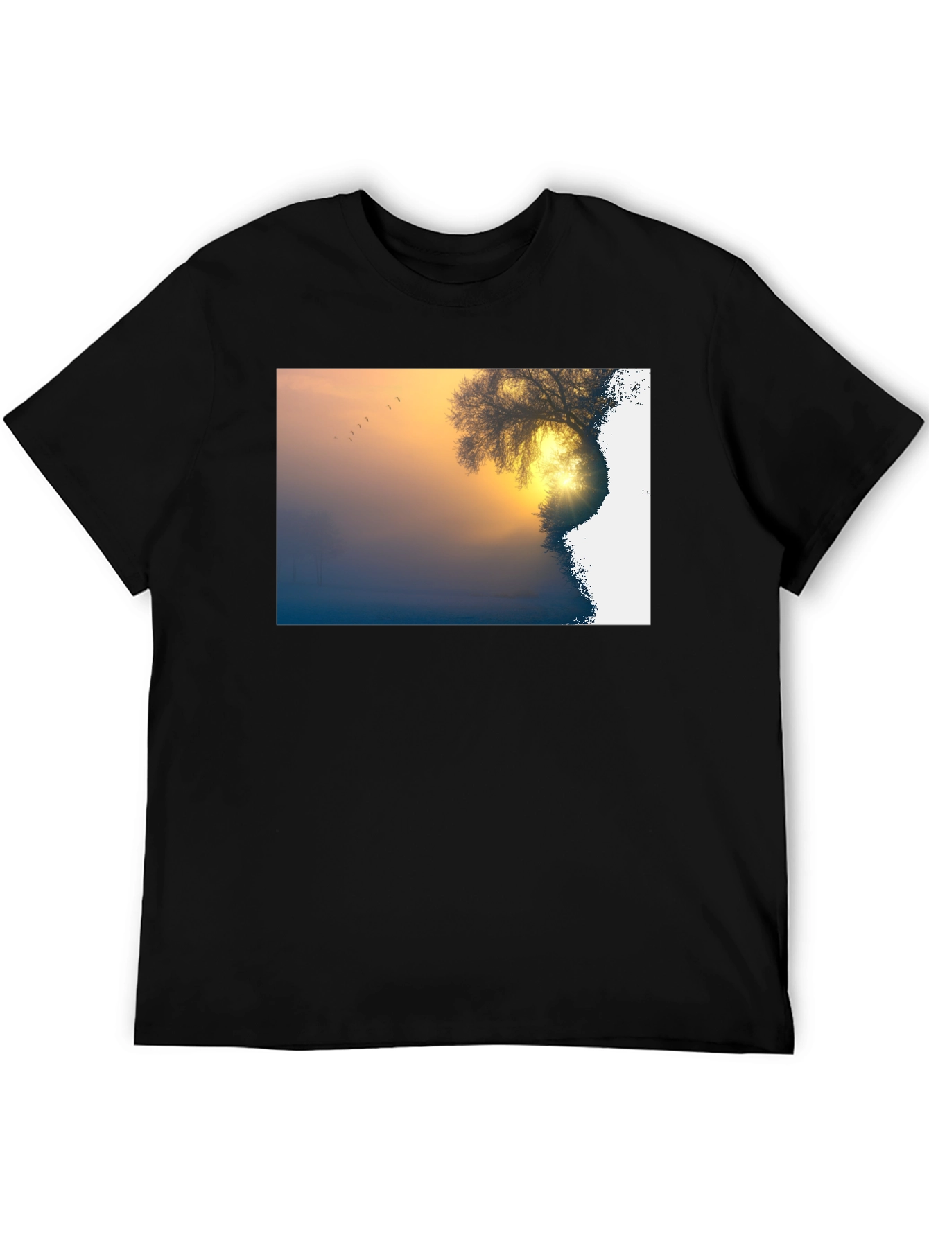 Black Sunrise Nature Scene Graphic Tee view 5