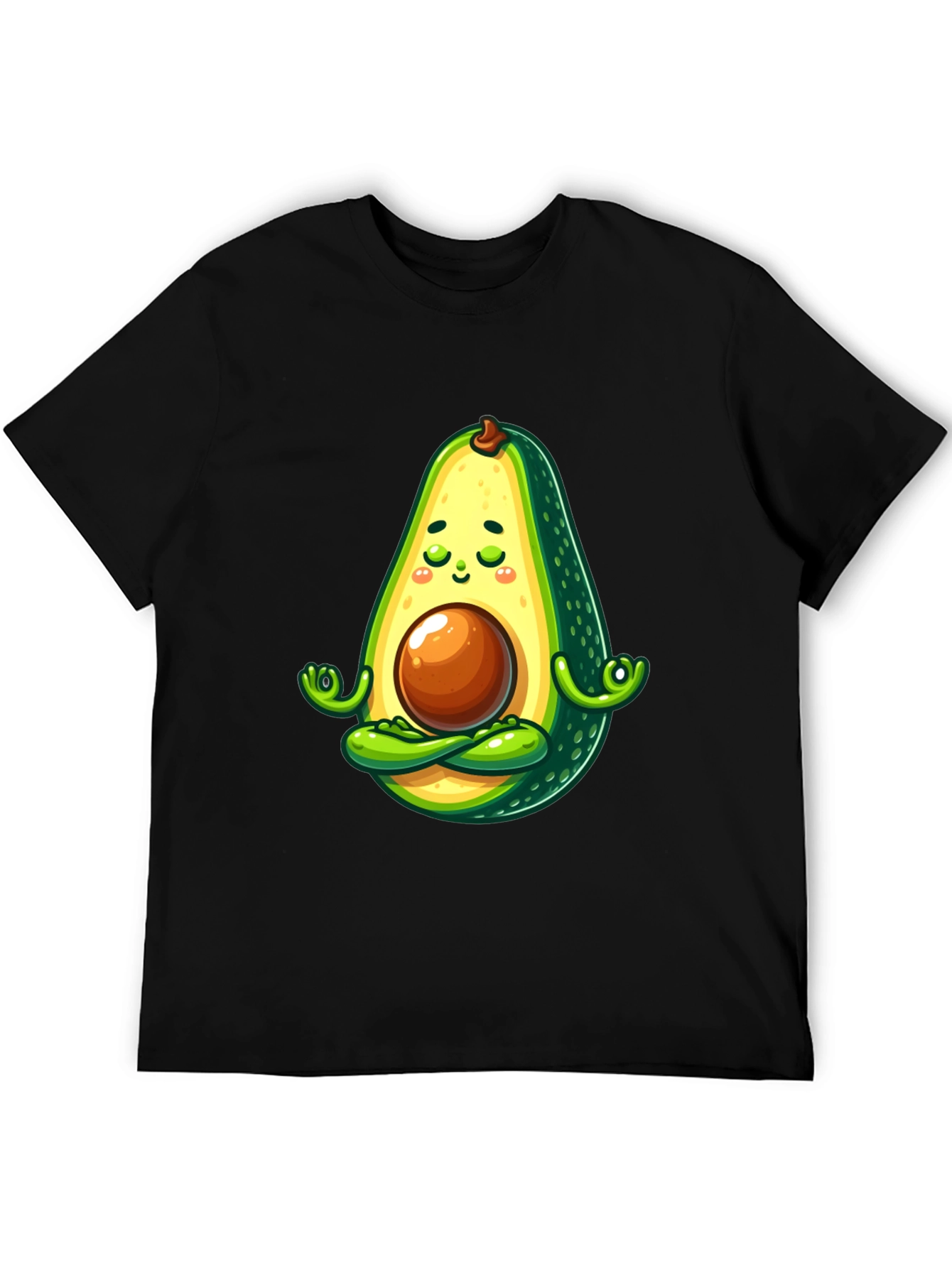 Black Zen Avocado T-Shirt - Meditating Fruit view 5