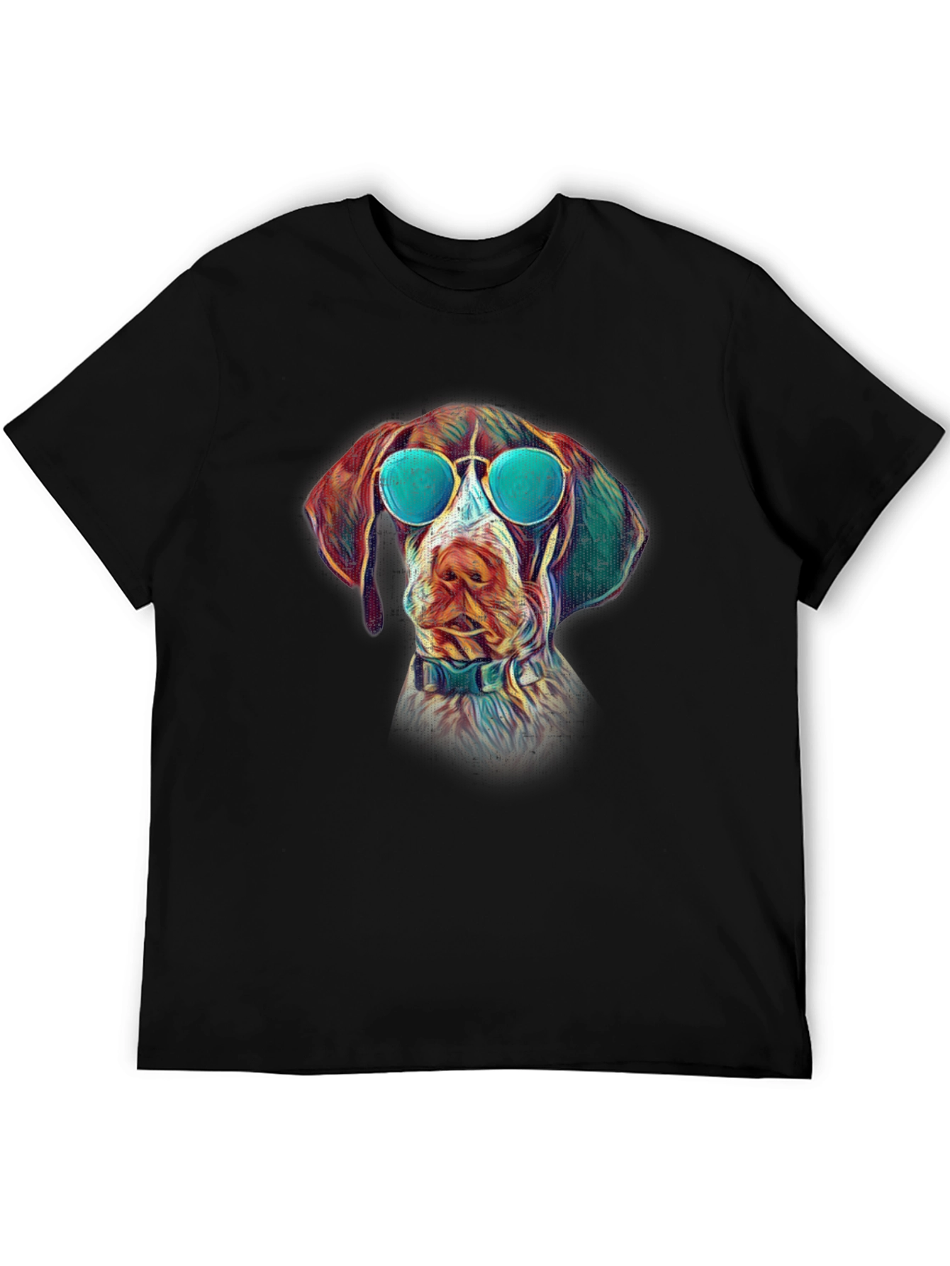 Black Cool Dog T-Shirt - Graphic Tee with Dog Wearing Sunglasses view 5