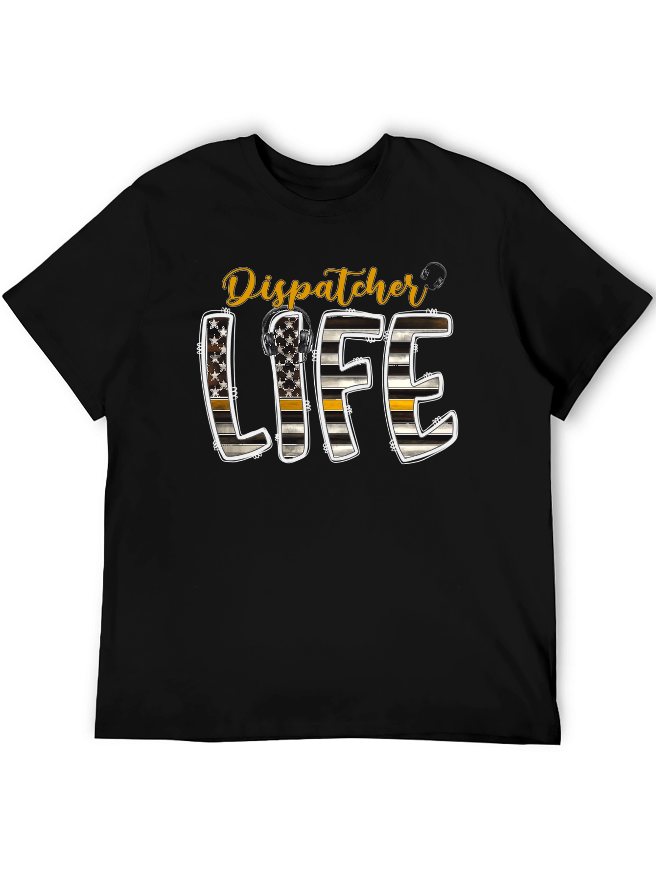 Black Dispatcher Life Tee - Thin Yellow Line view 5