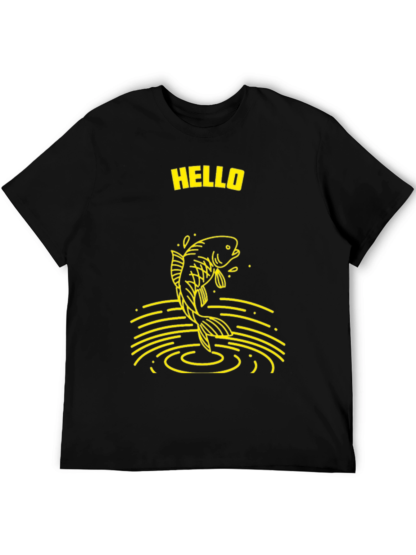 Black Hello Fish Graphic T-Shirt view 5