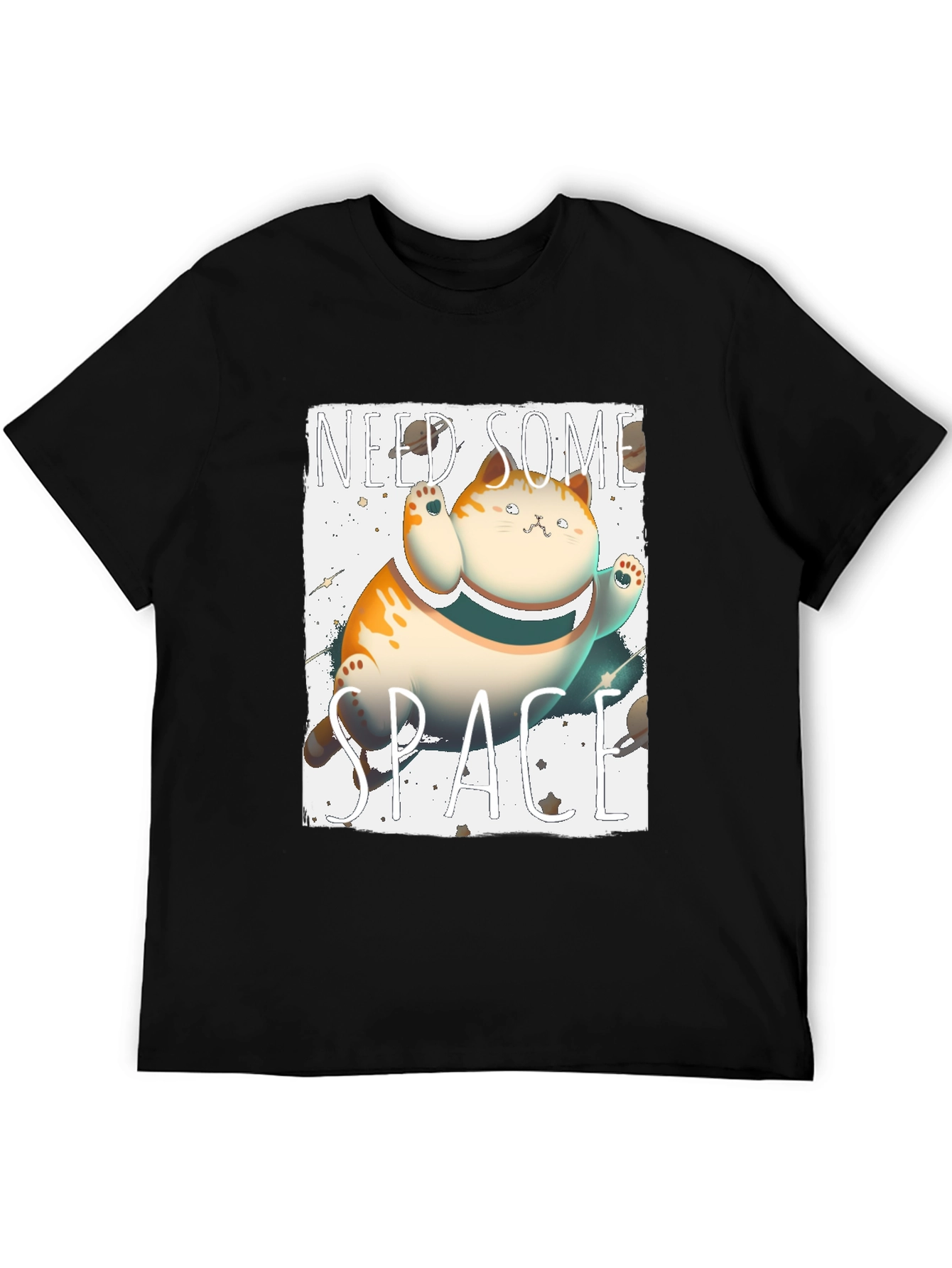 Black Need Some Space Cat Graphic Tee - Unisex view 5
