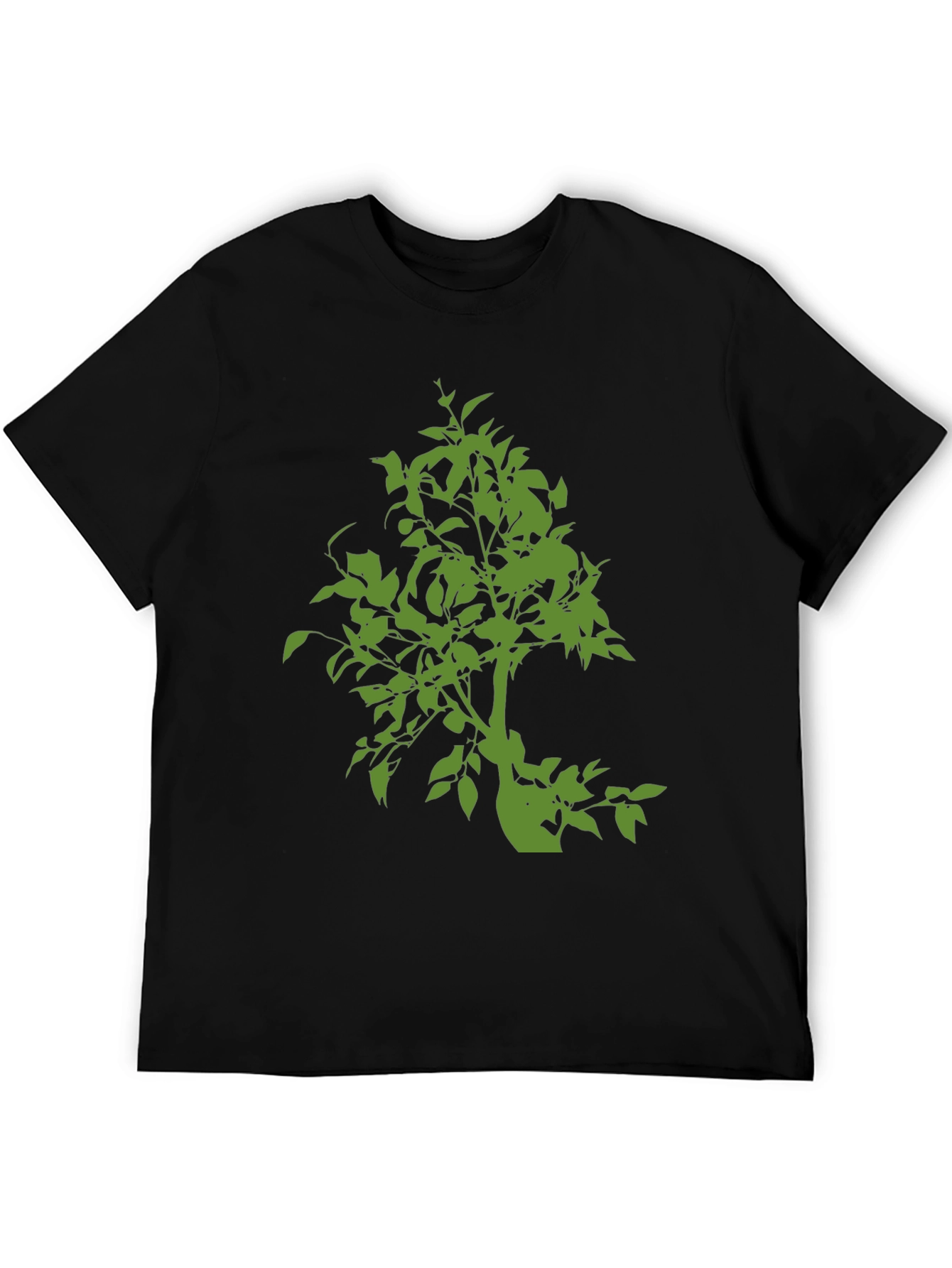 Black Green Tree Graphic Black T-Shirt view 5