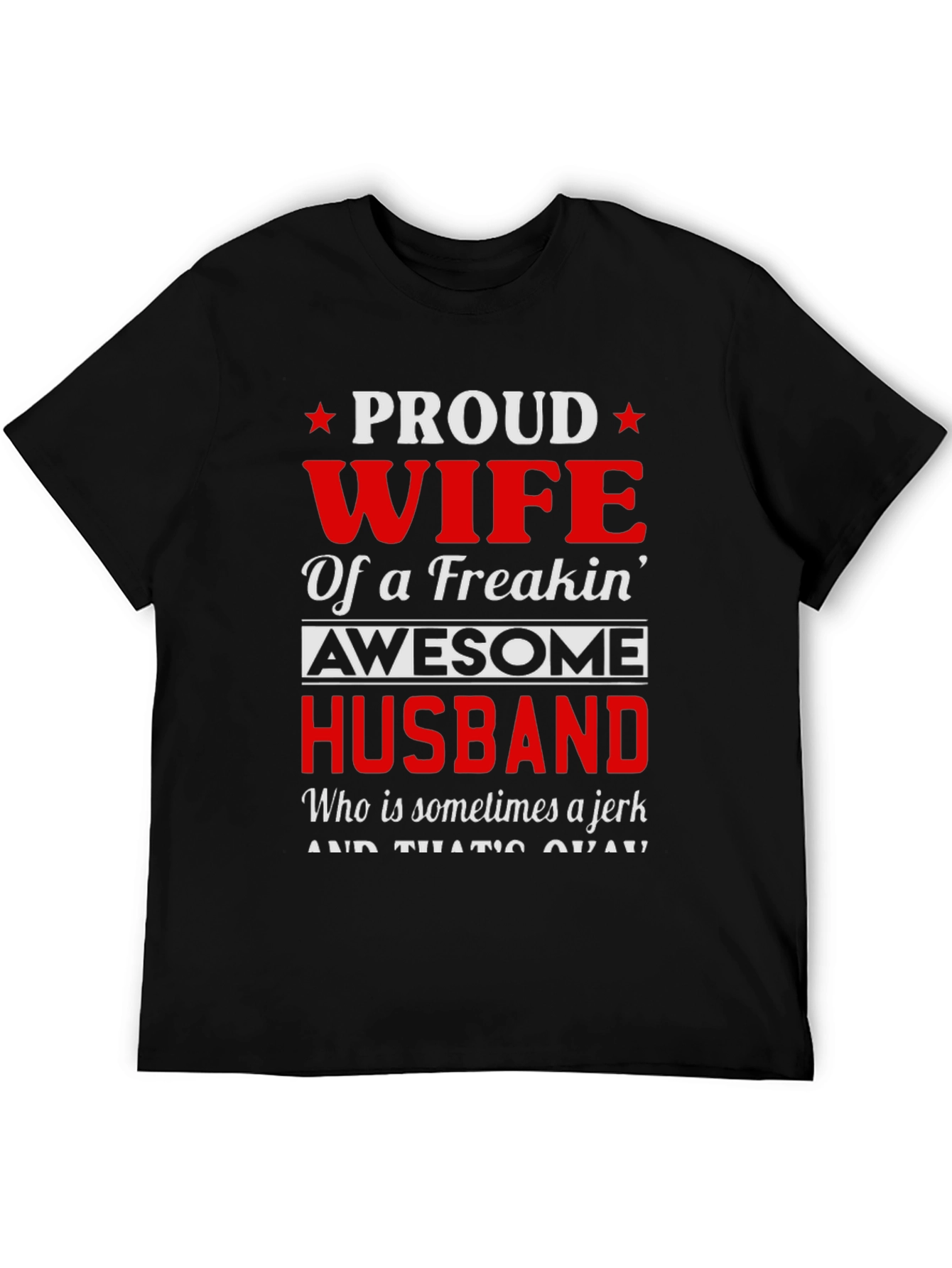 Black Proud Wife of Awesome Husband T-Shirt view 5