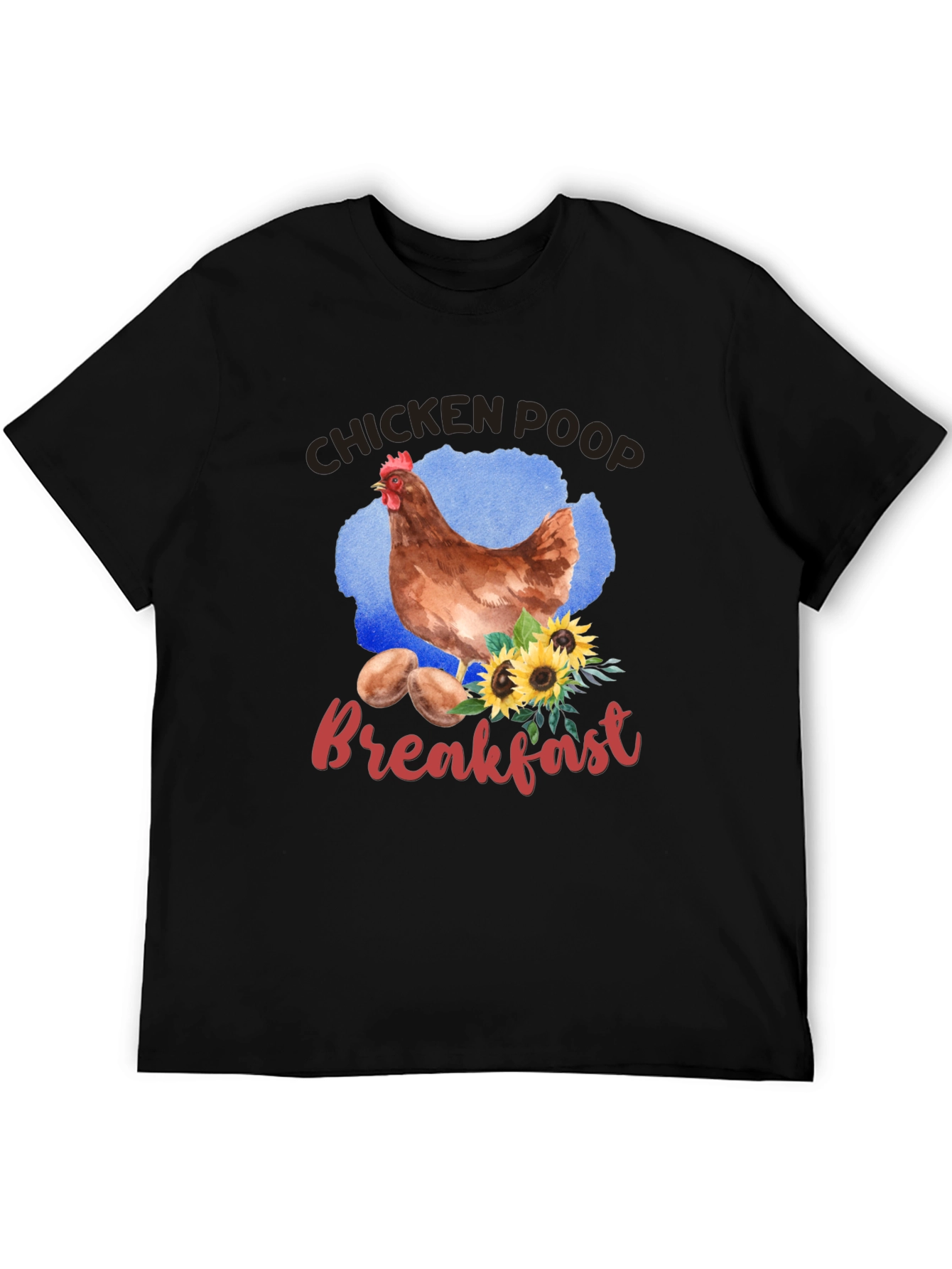 Black Chicken Poop Breakfast Graphic T-Shirt view 5