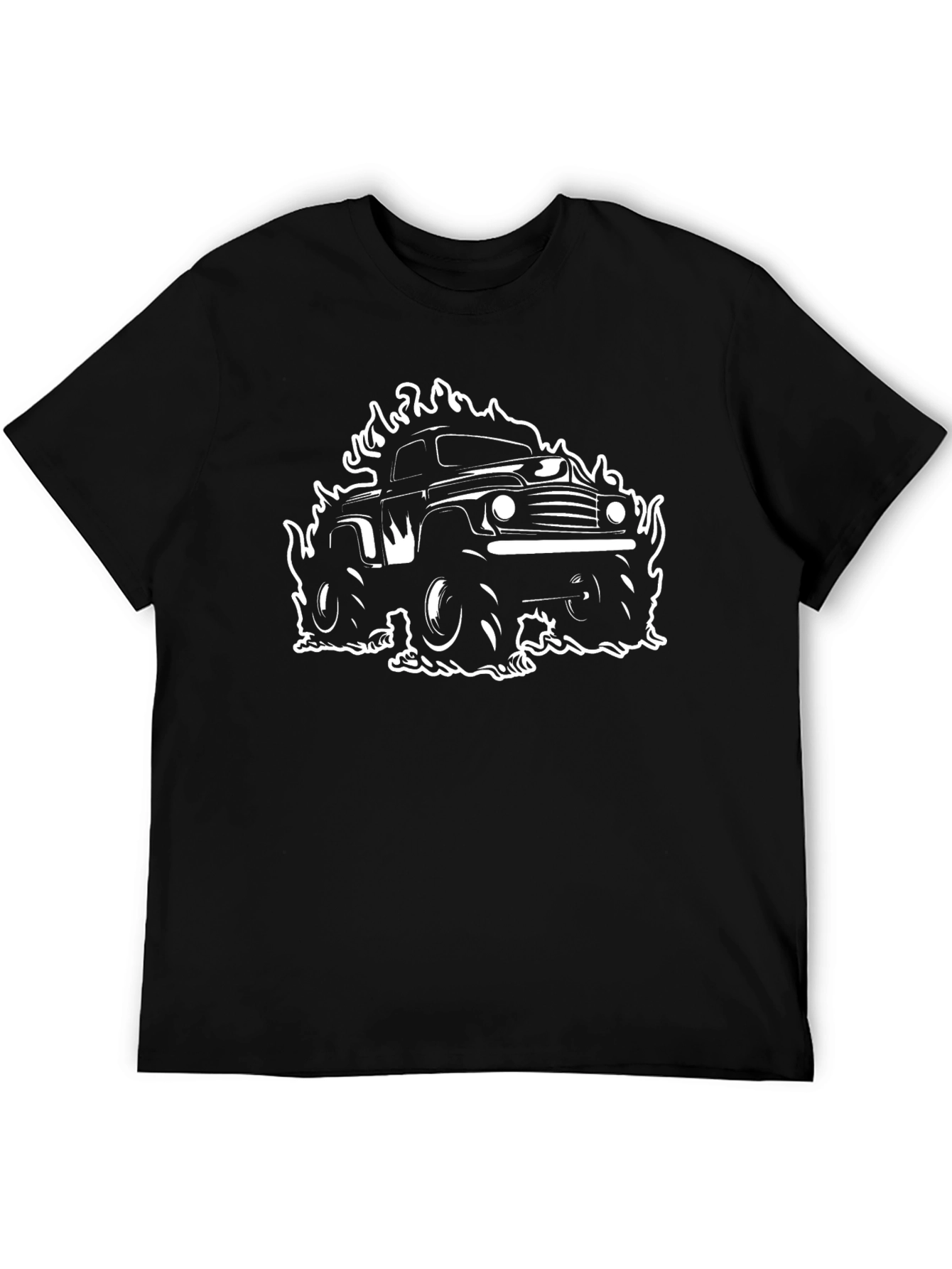Black Men's Black T-Shirt with Monster Truck Graphic view 5