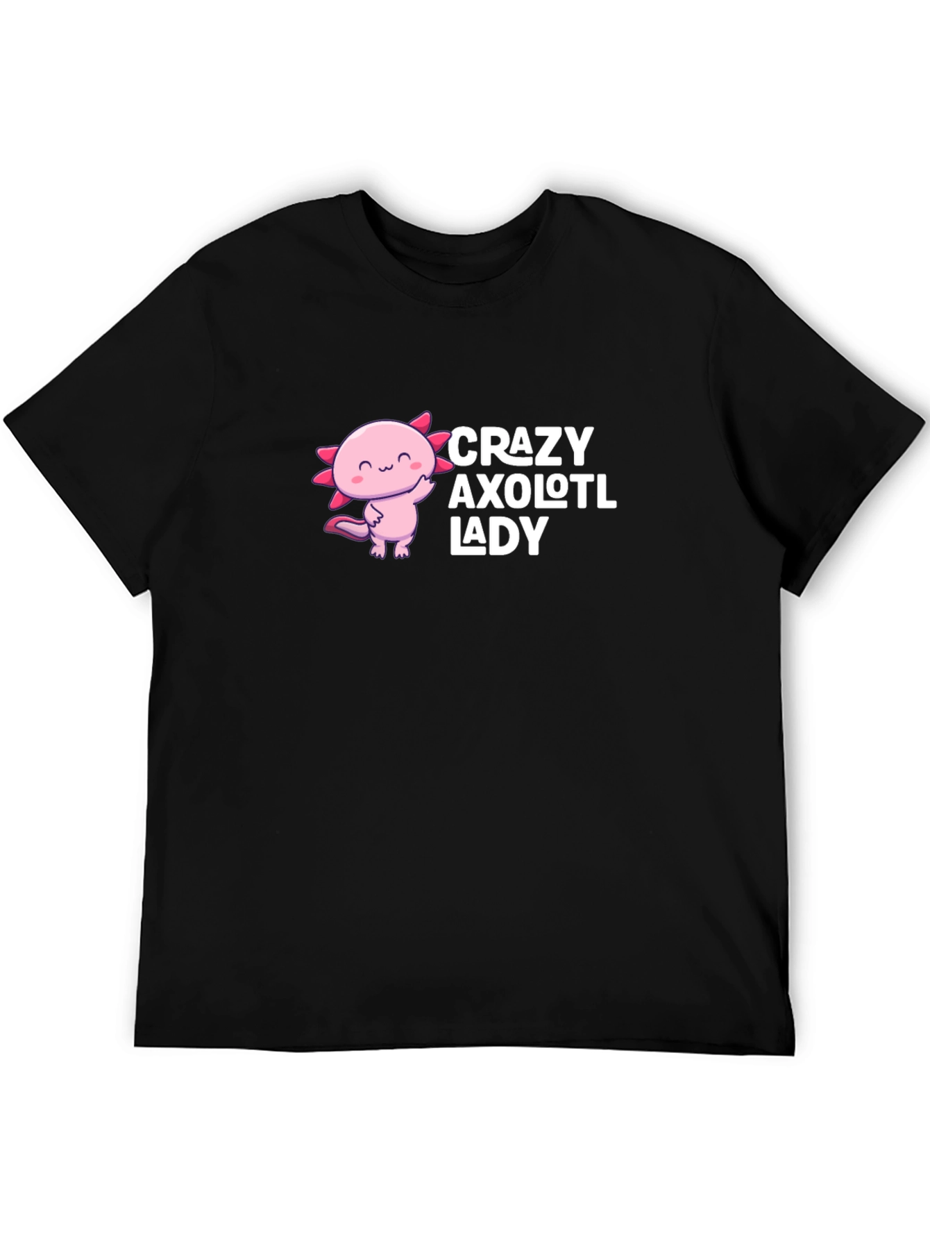 Black Crazy Axolotl Lady Graphic T-Shirt view 5