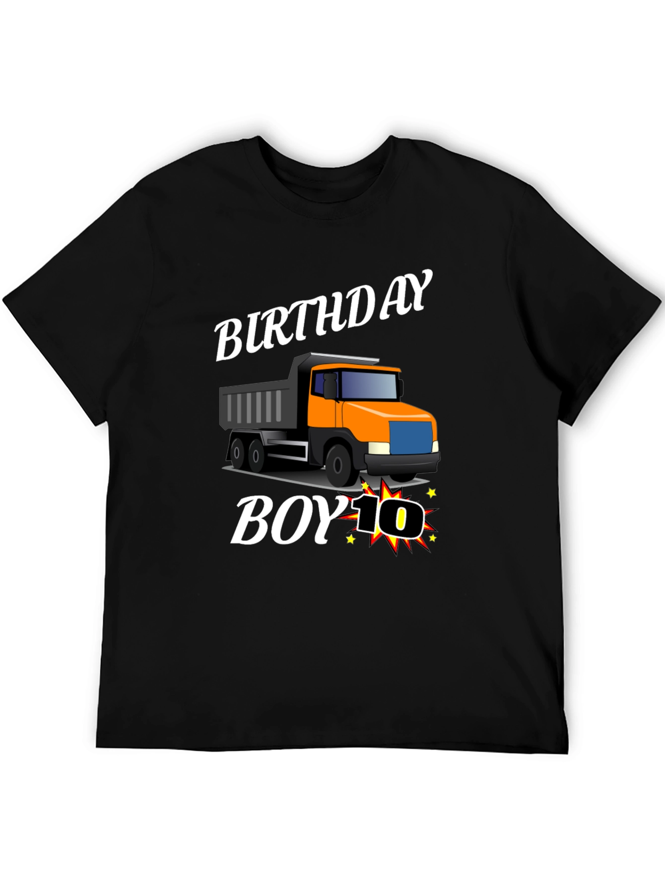 Black Birthday Boy Truck T-Shirt - Ten Years Old view 5