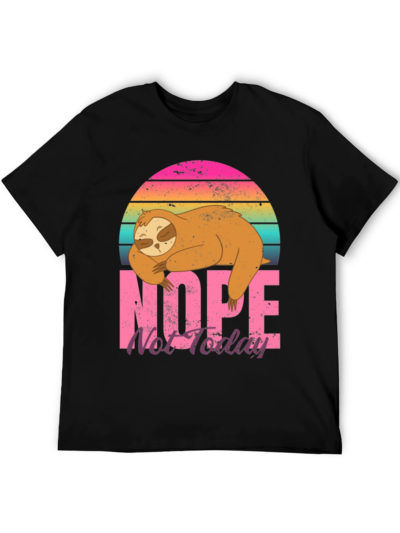 Black Nope Not Today Sloth Graphic T-Shirt view 5