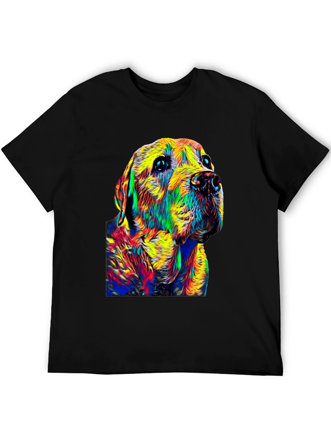 Black Colorful Dog Portrait Black T-Shirt view 5