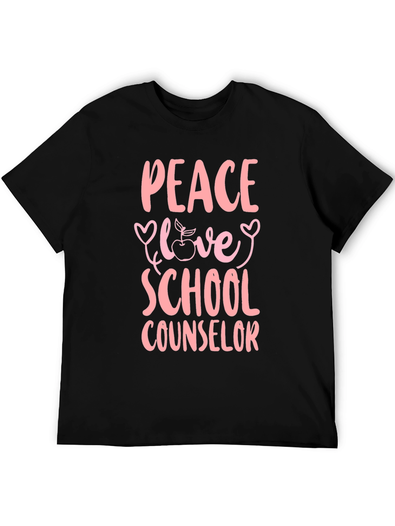 Black Peace Love School Counselor T-Shirt view 5
