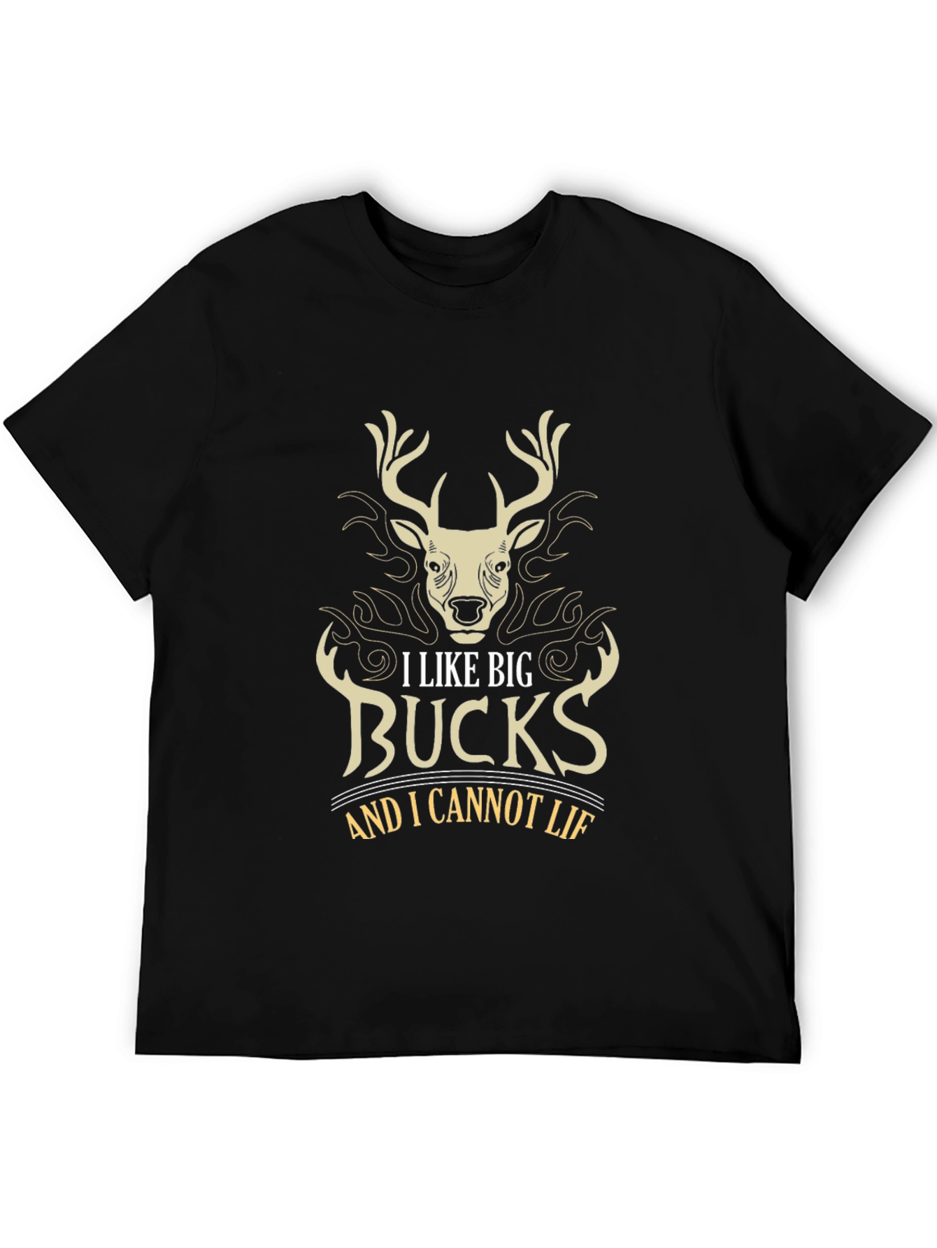 Black I Like Big Bucks Funny Hunting T-Shirt view 5