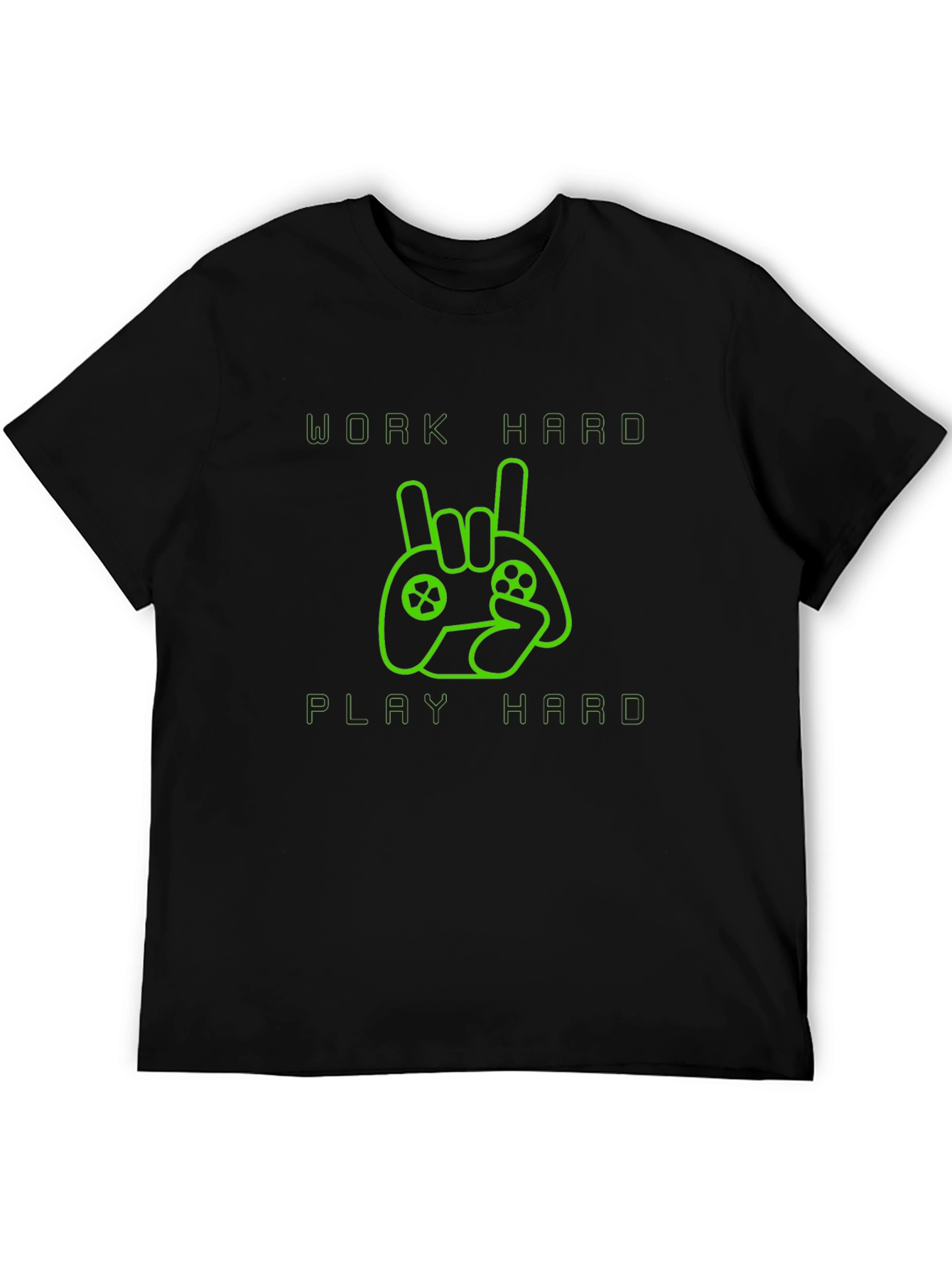 Black Work Hard Play Hard Gamer T-Shirt - Black view 5