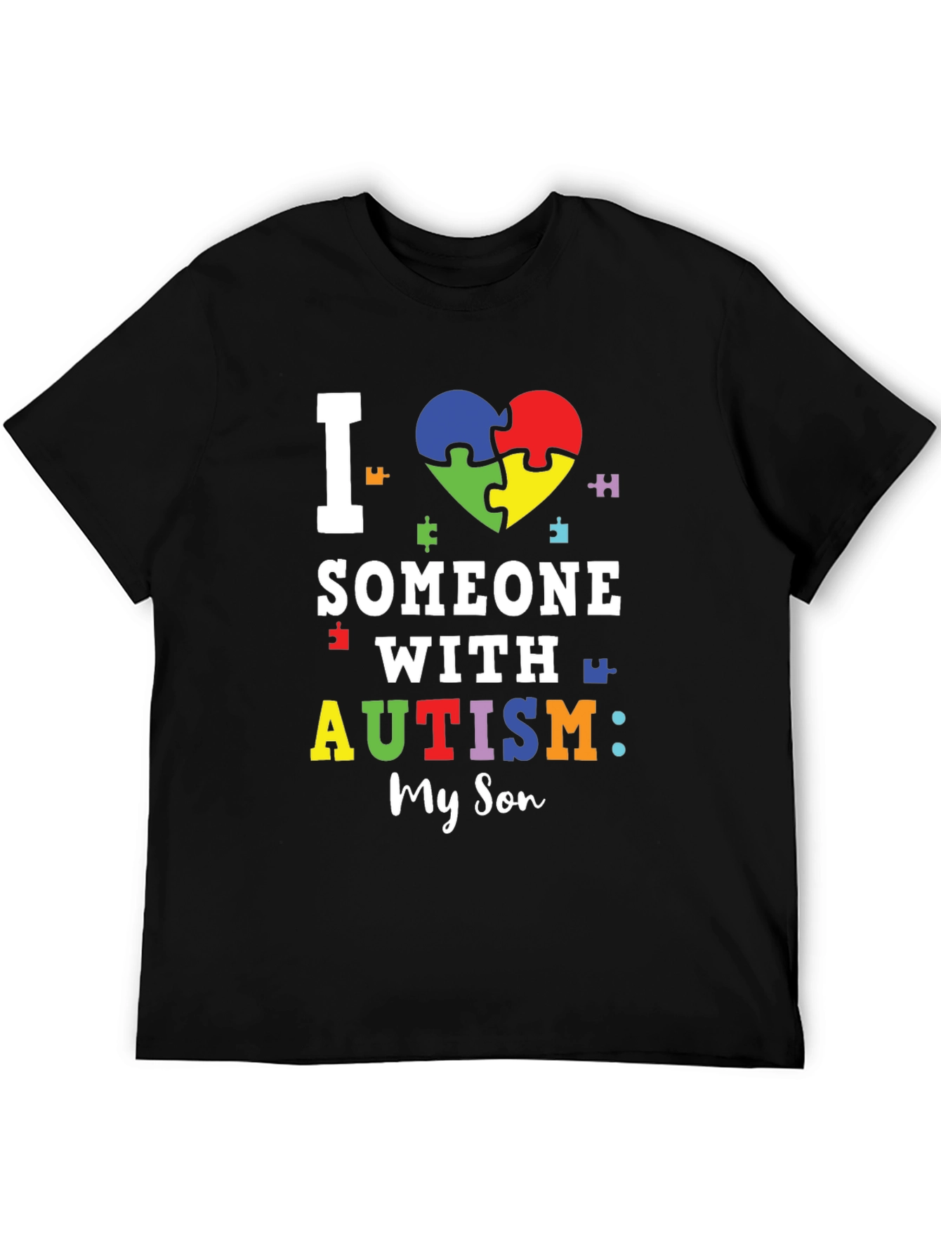 Black Autism Awareness T-Shirt - I Love Someone With Autism view 5