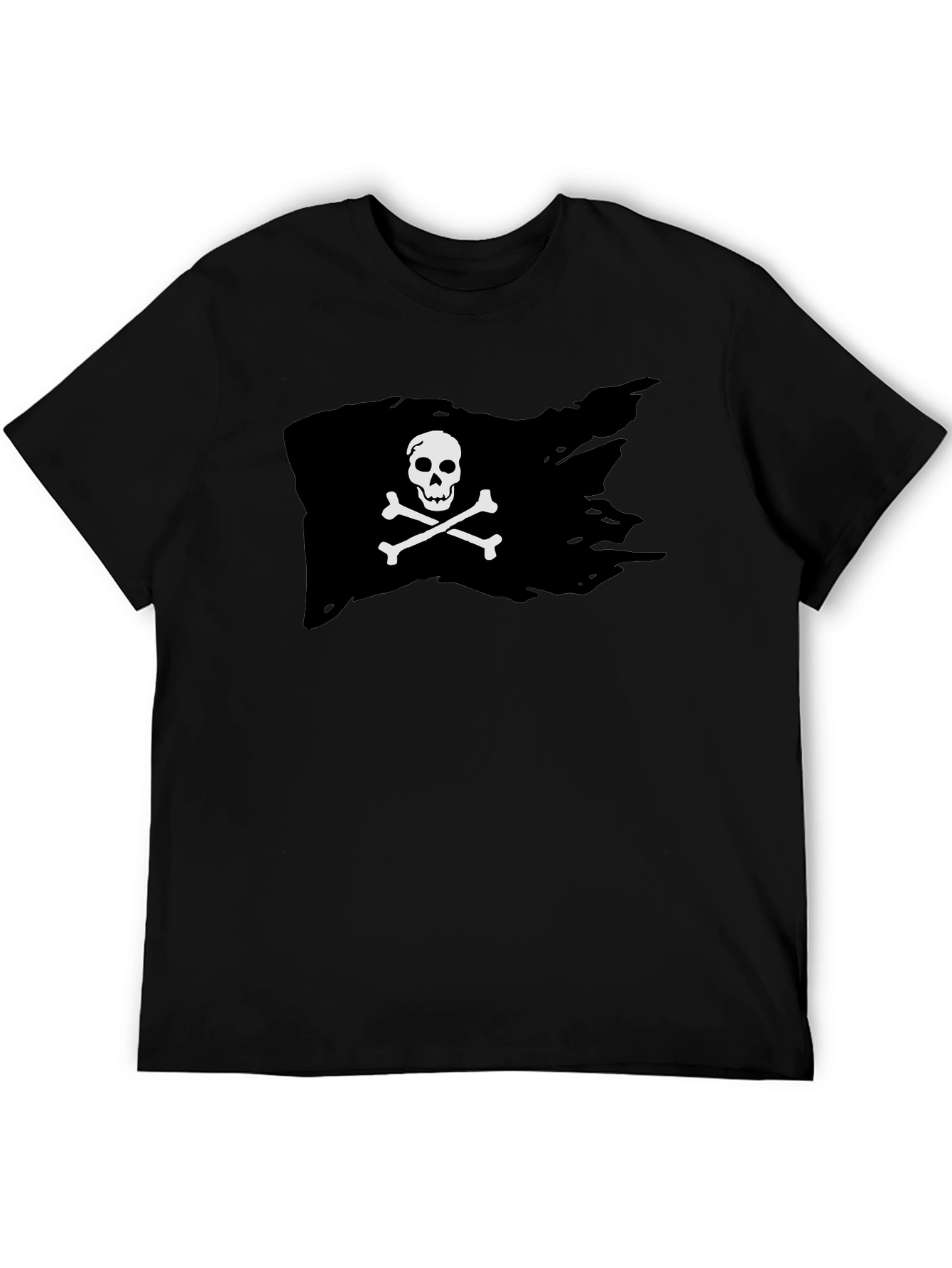 Black Pirate Flag Graphic T-Shirt - Skull & Crossbones view 5