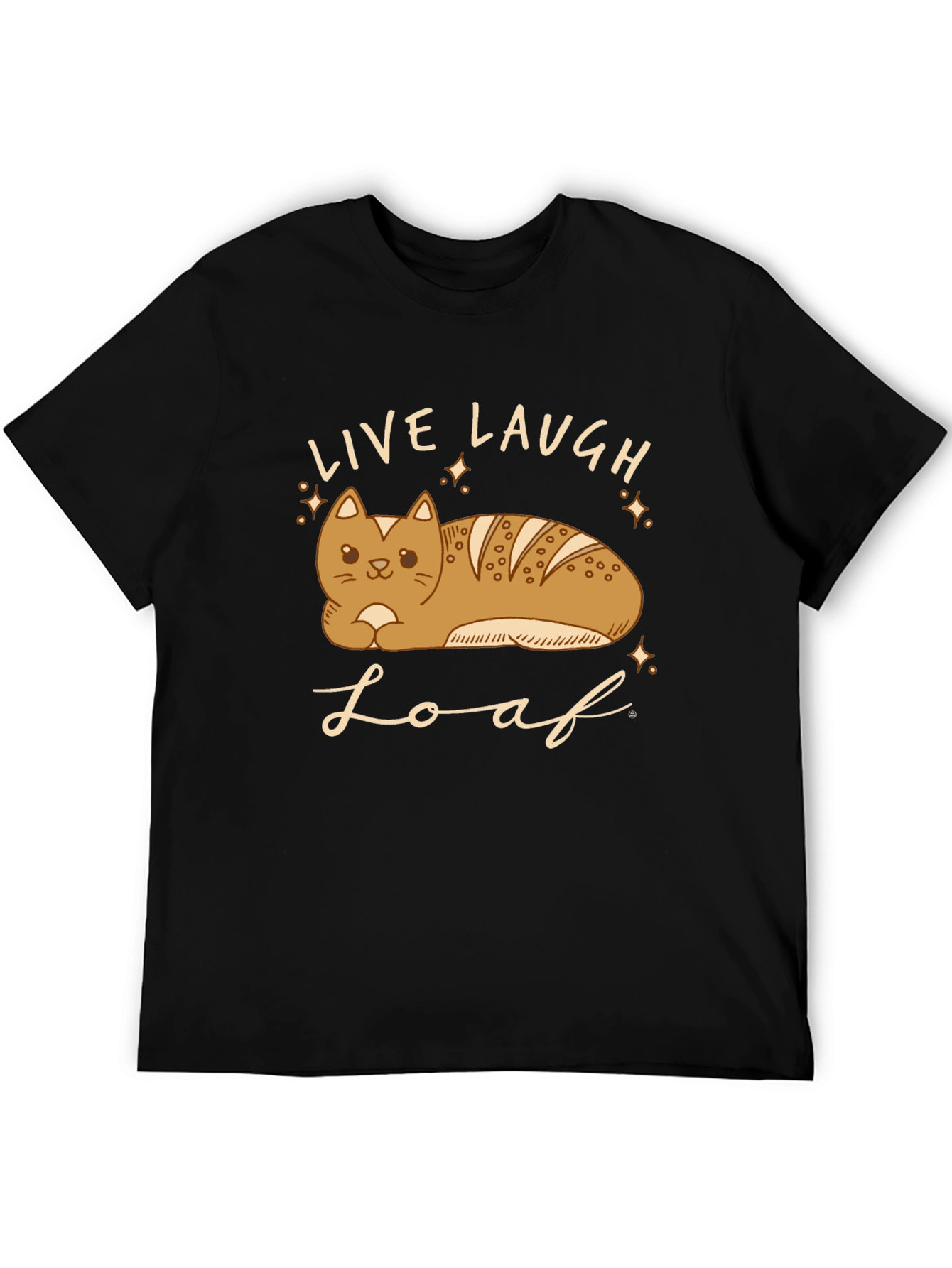 Black Live Laugh Loaf T-Shirt - Cat Bread Funny Tee view 5