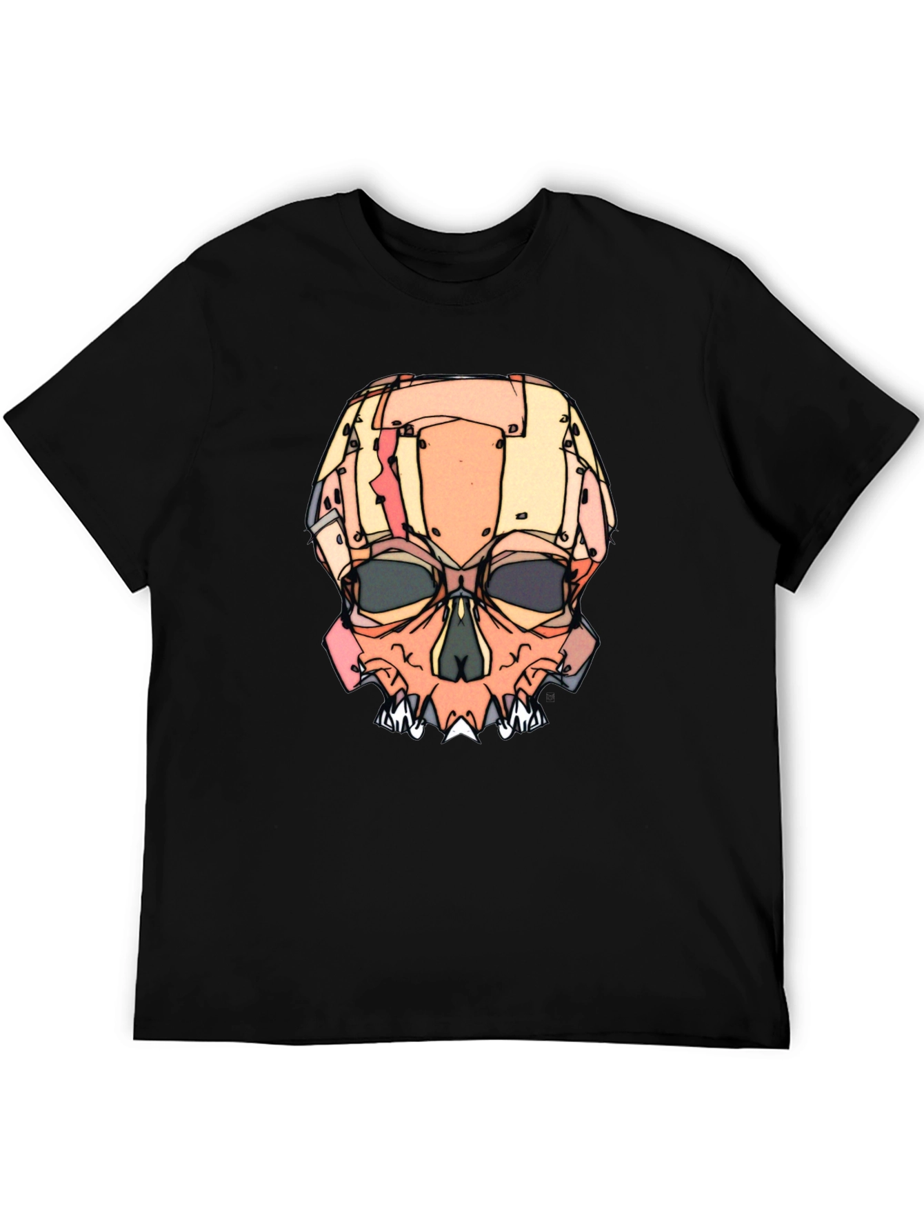 Black Abstract Skull Graphic T-Shirt view 5
