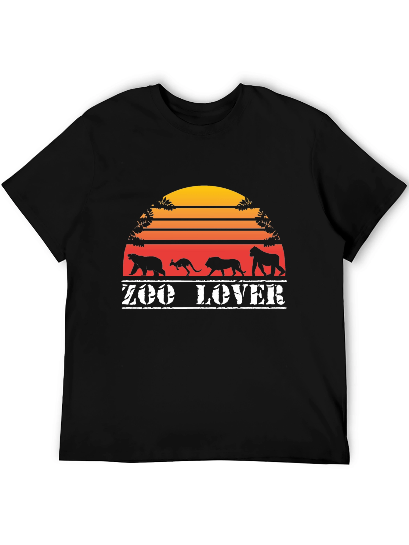 Black Zoo Lover T-Shirt Black Retro Animal Design view 5