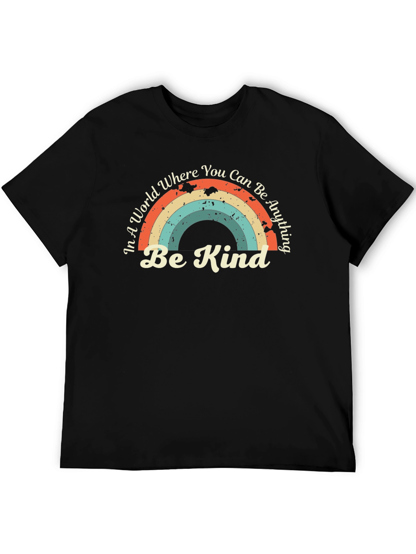 Black Be Kind Rainbow Graphic Tee - Positive Message Shirt view 5