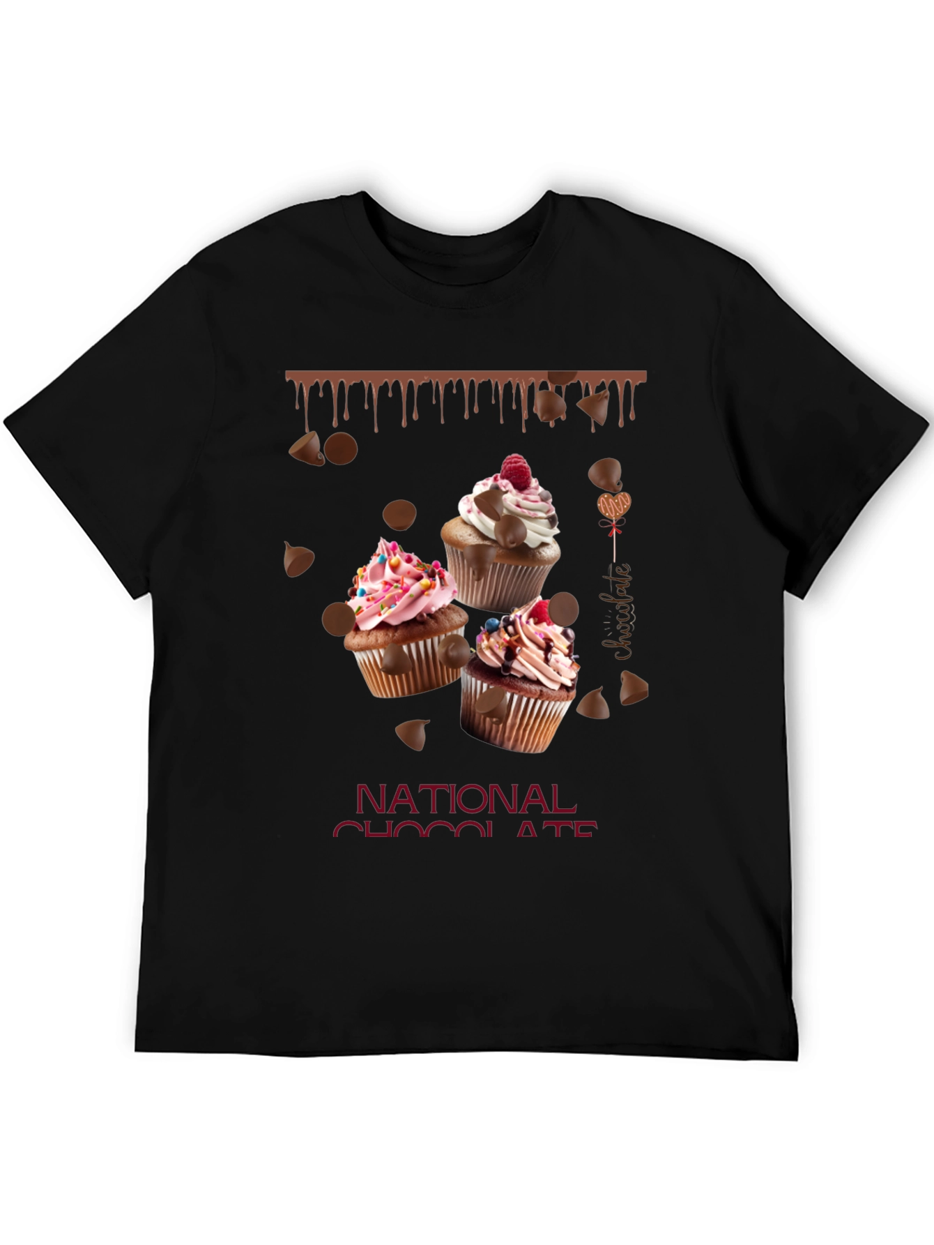 Black National Chocolate Day Cupcake T-Shirt view 5