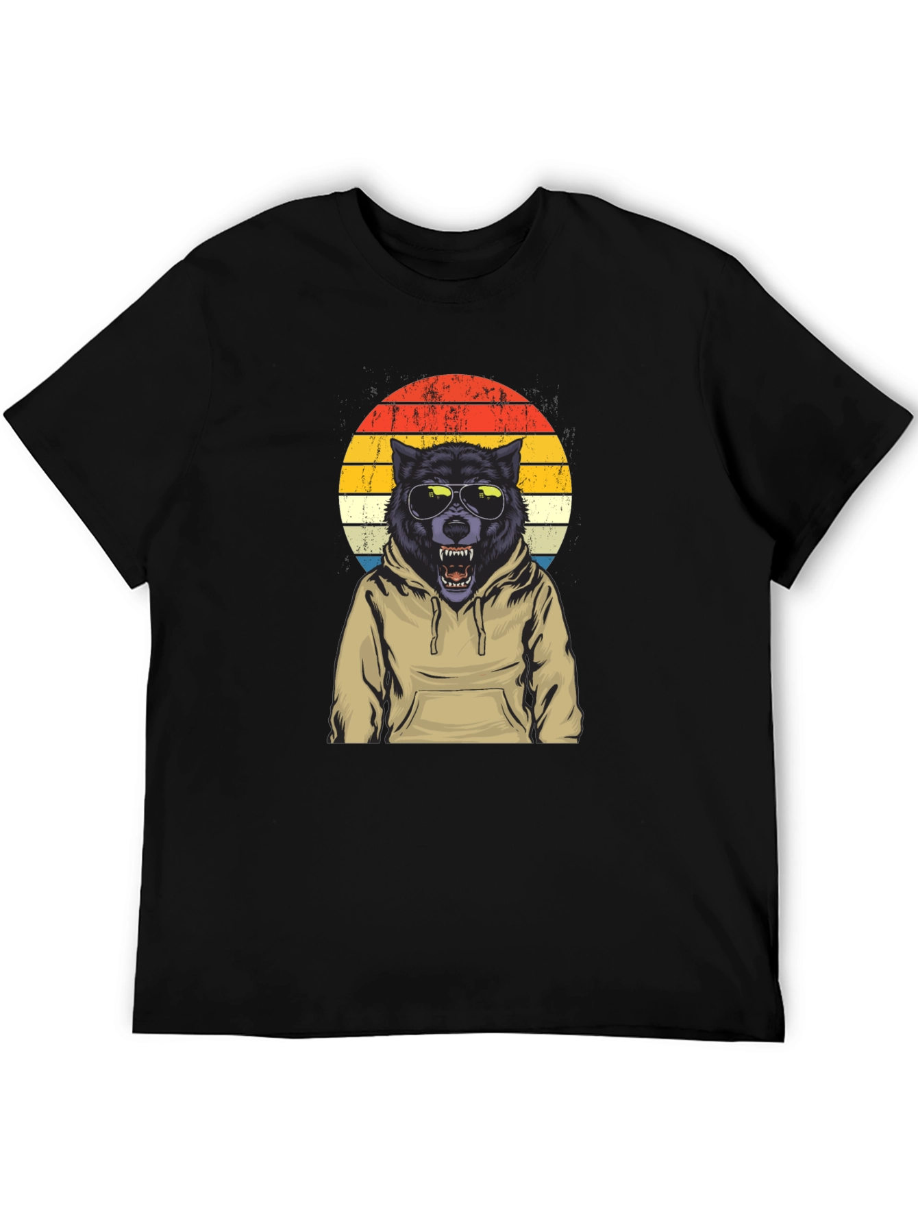 Black Cool Wolf Hoodie T-Shirt view 5