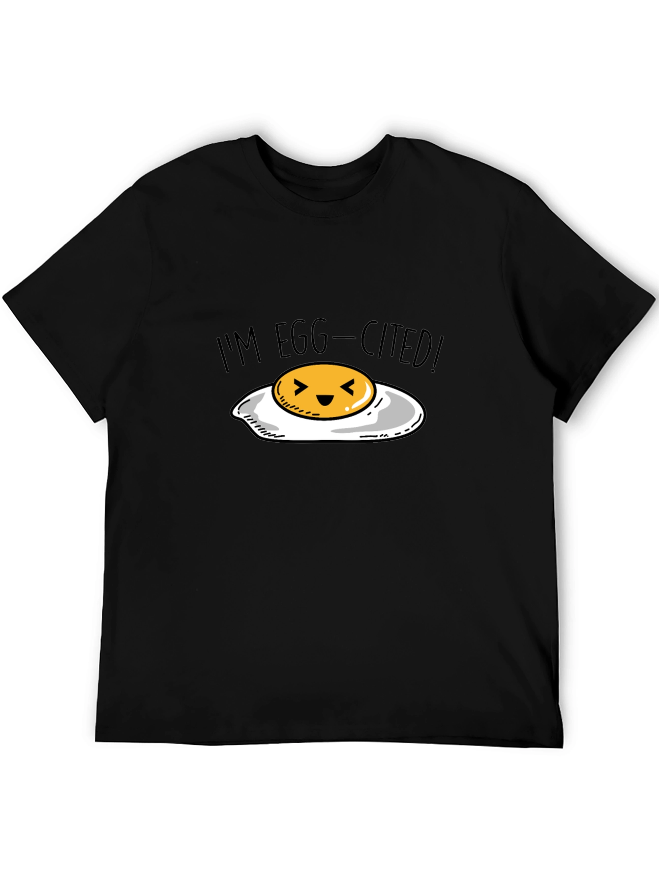 Black Egg-Cited T-Shirt - Funny Egg Pun Tee view 5