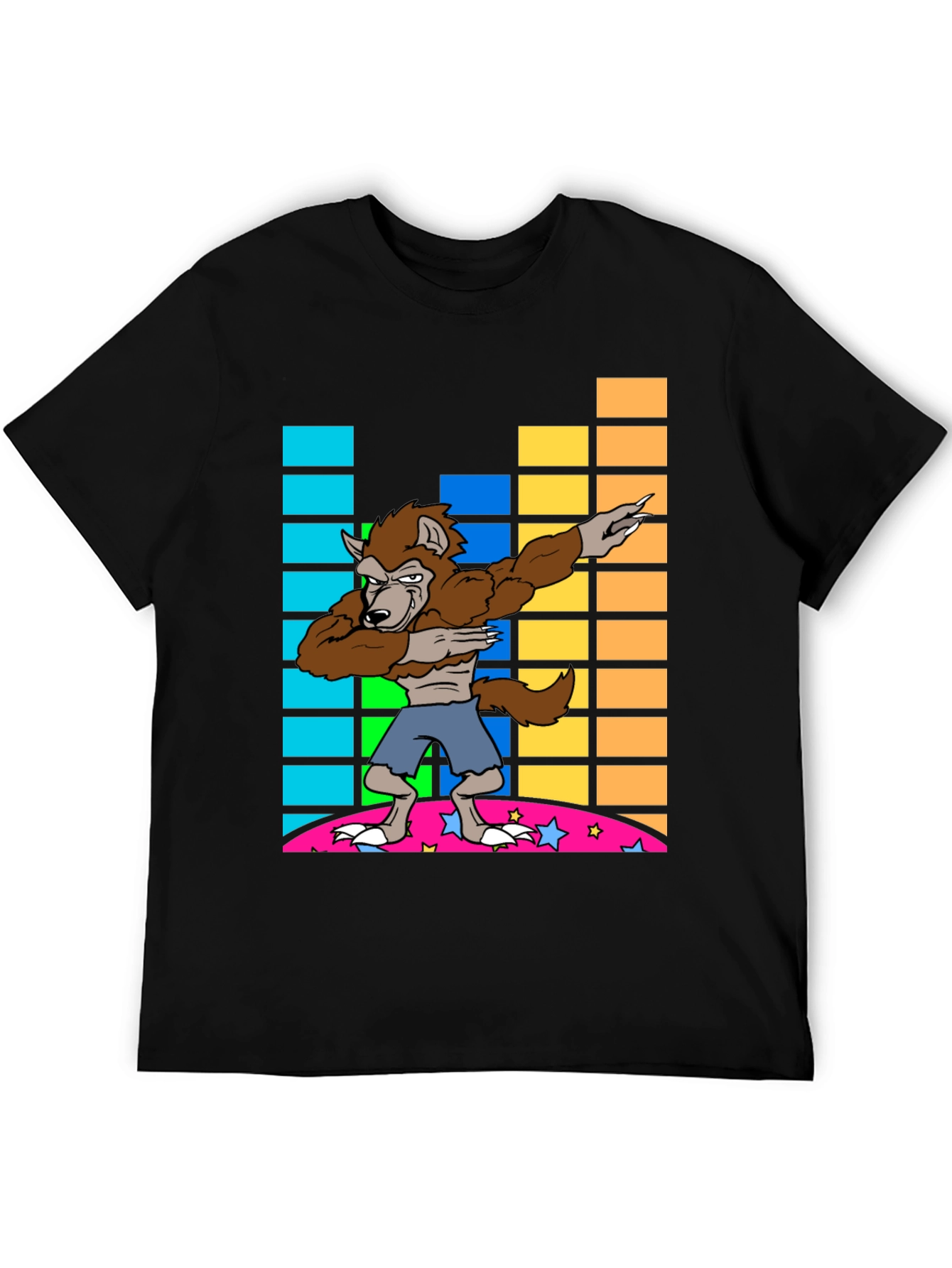 Black Dabbing Werewolf Graphic Tee - Fun Novelty Shirt view 5