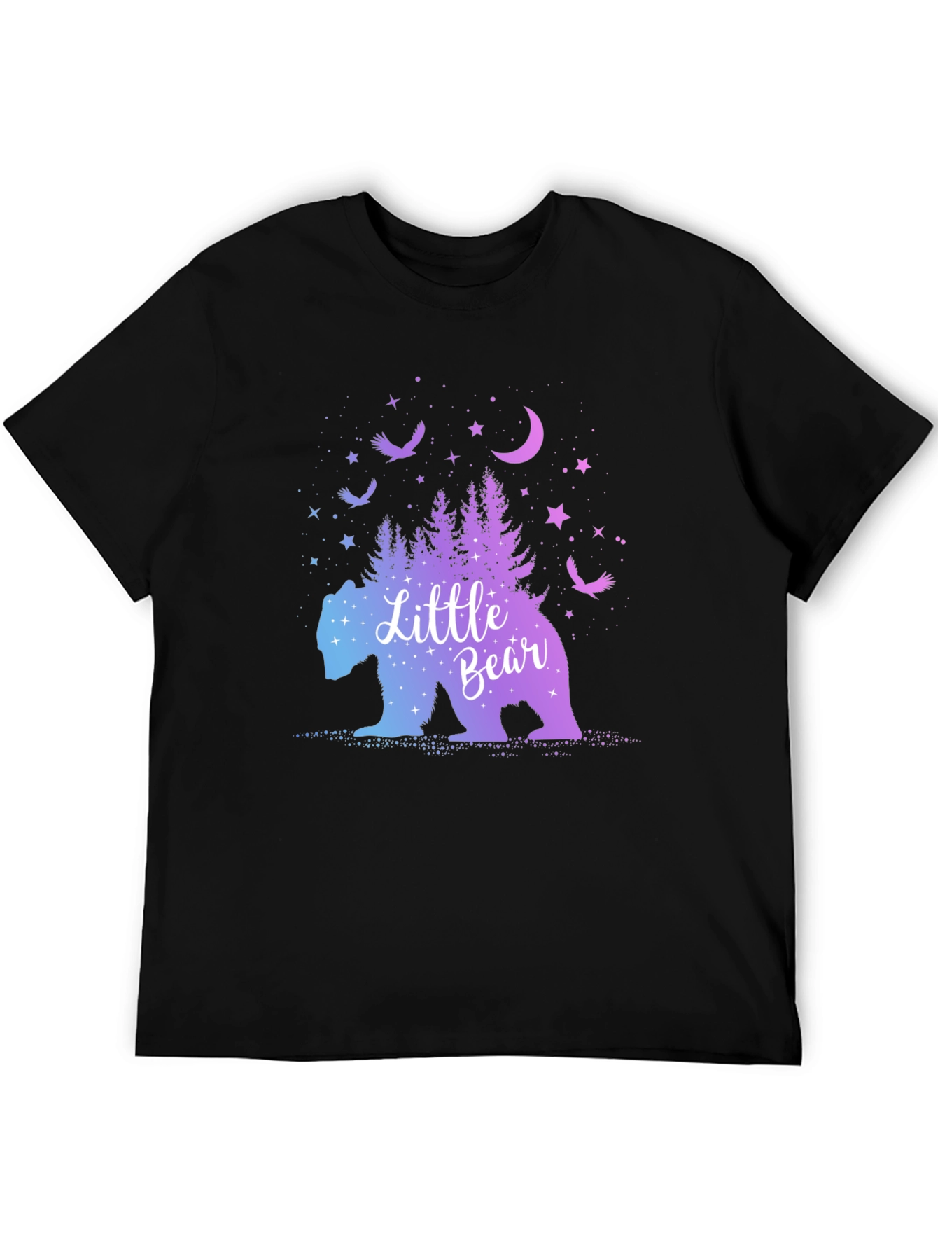 Black Little Bear Graphic Tee - Unisex Black T-Shirt view 5