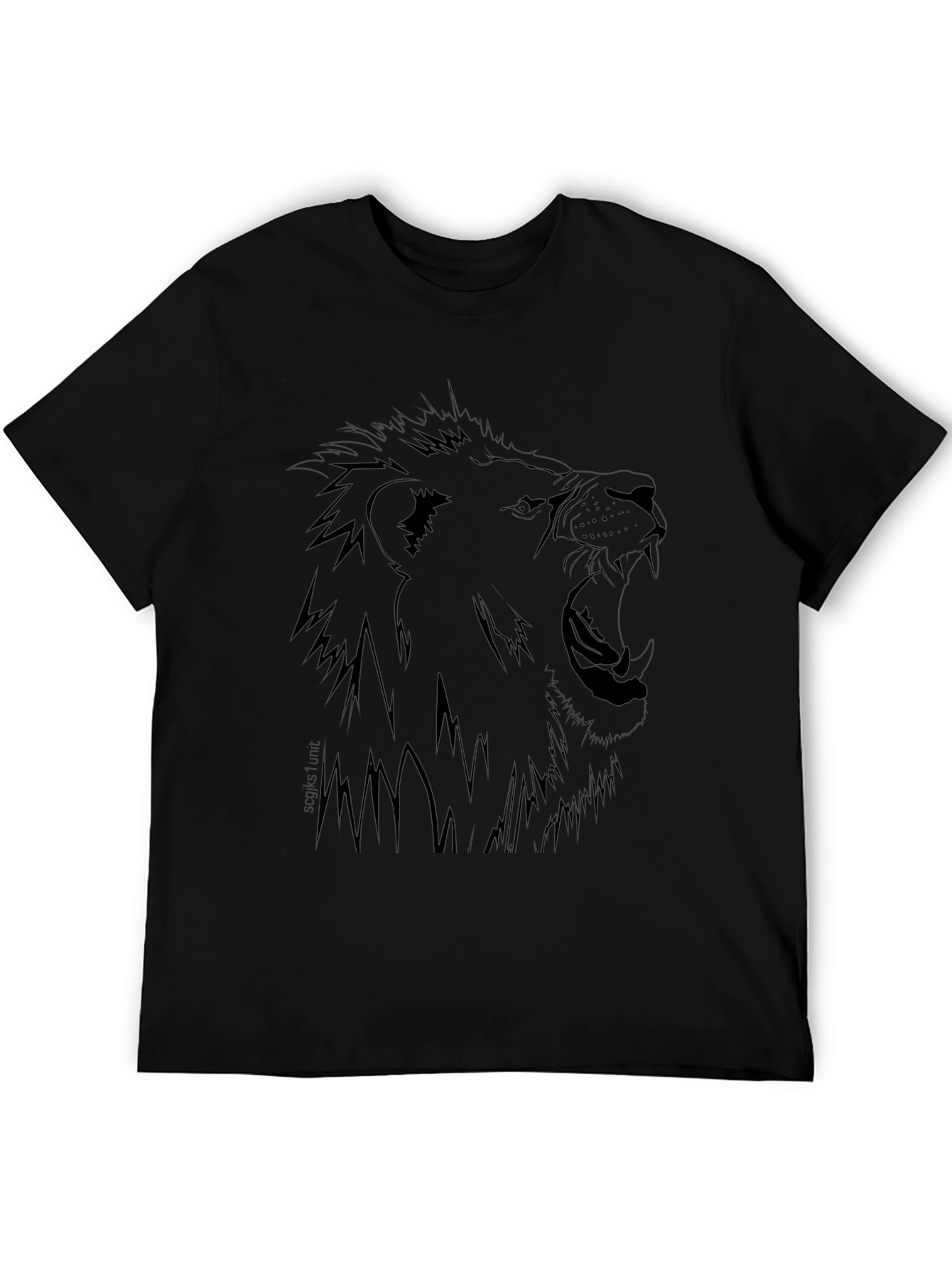 Black Lion Graphic Print Black T-Shirt view 5