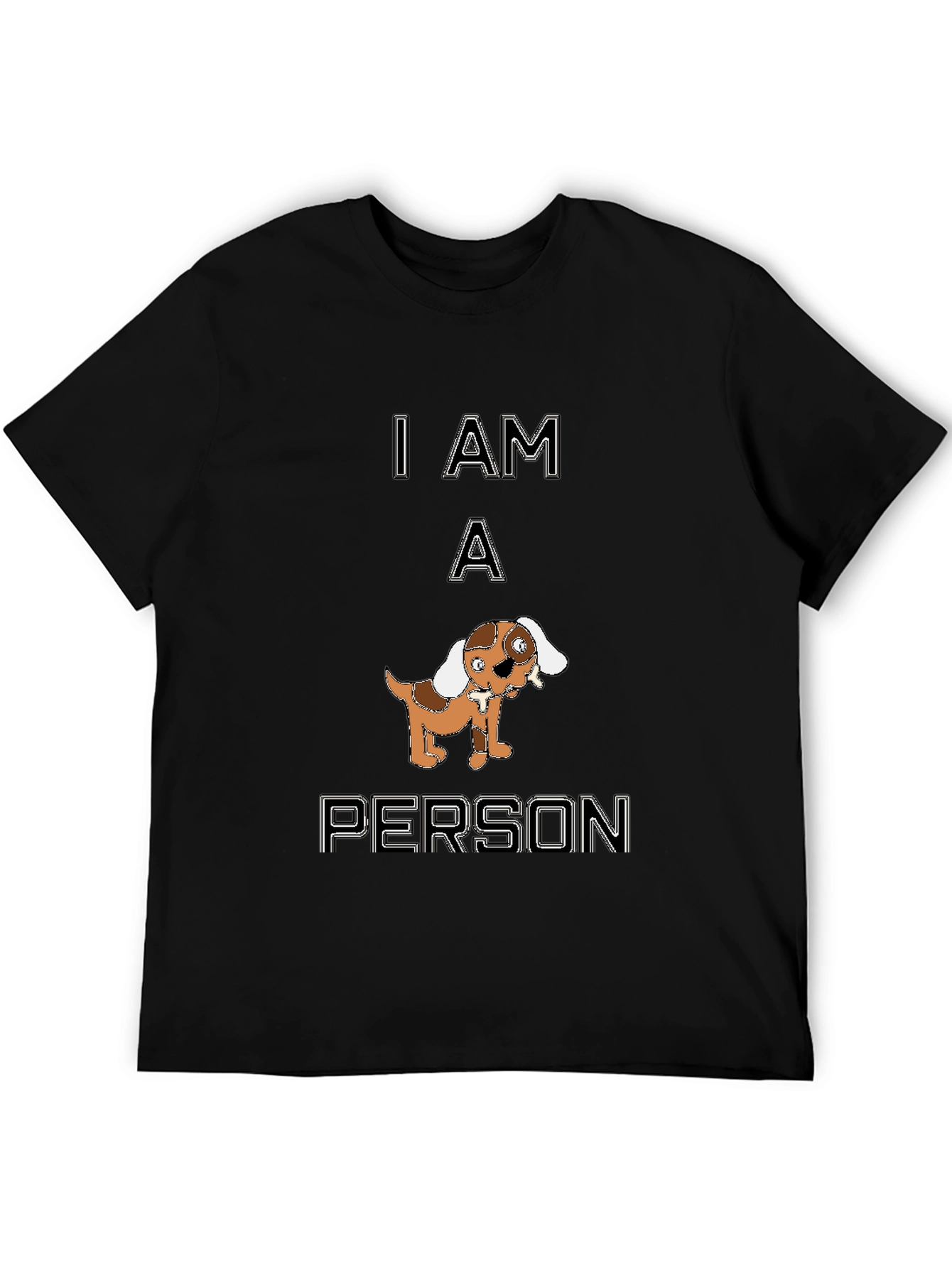 Black Funny "I Am A Person" Dog Graphic Black T-Shirt view 5