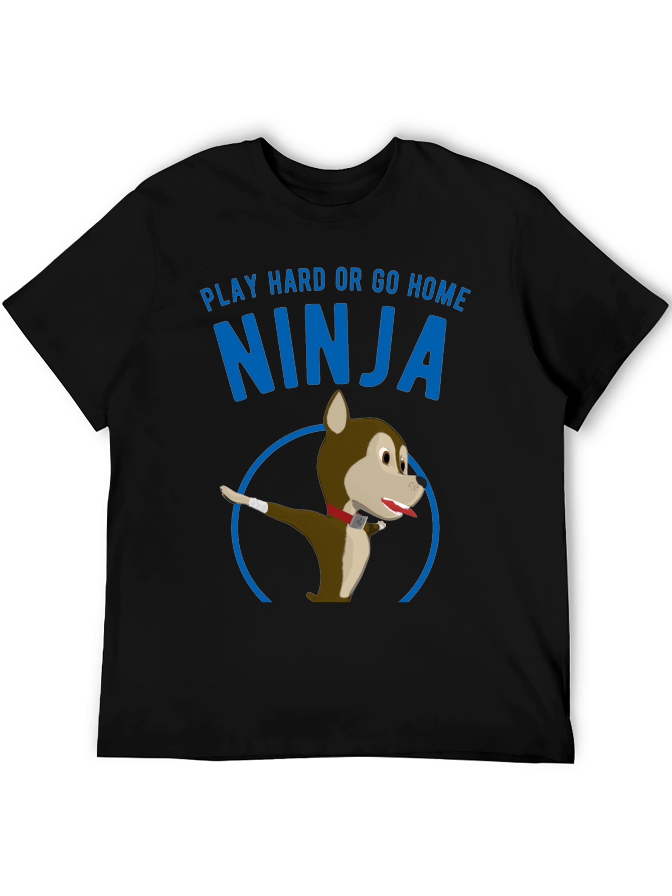 Black Play Hard Ninja Dog Graphic Tee view 5