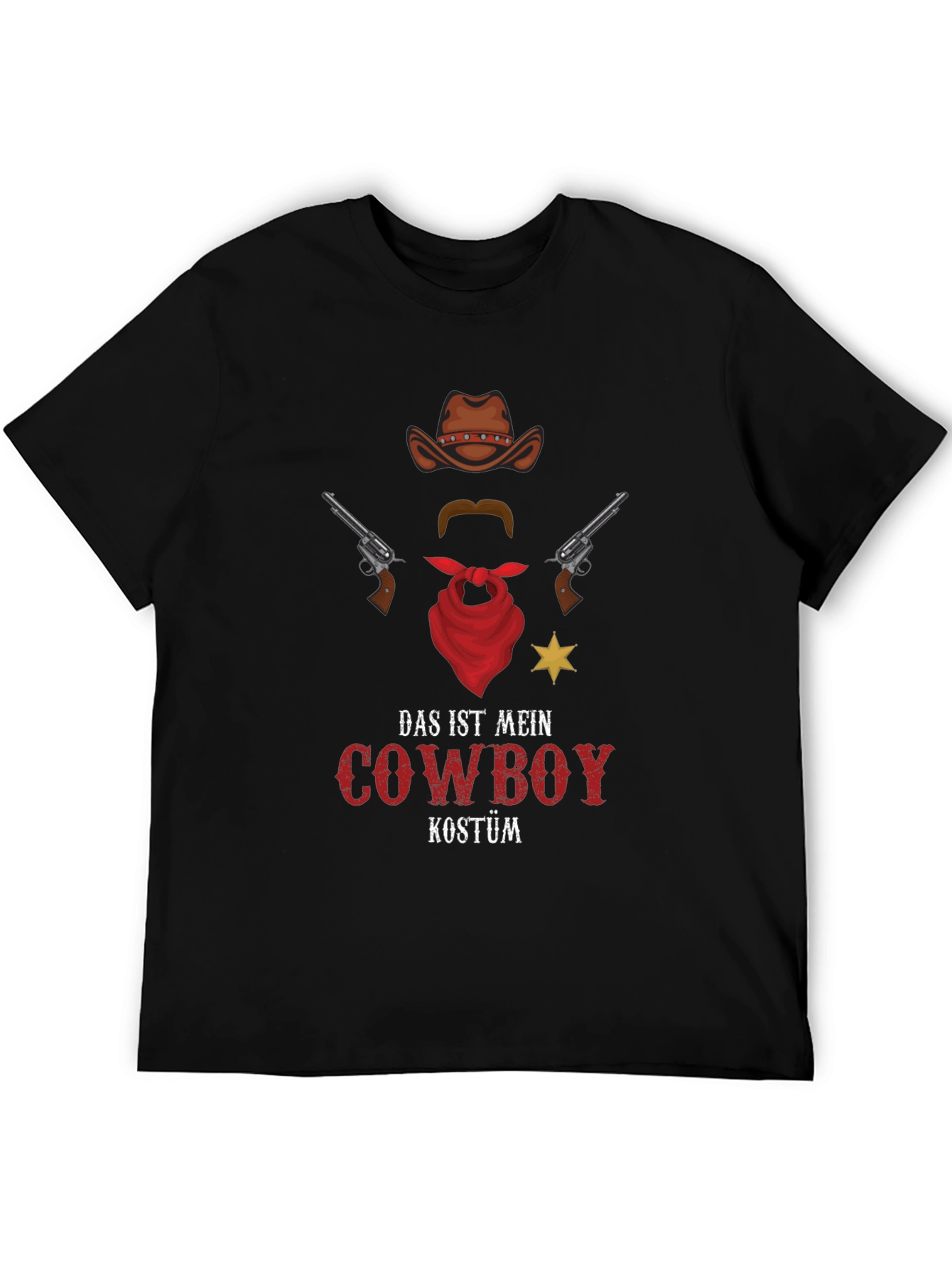 Black Cowboy Costume T-Shirt - Novelty Western Style Tee view 5