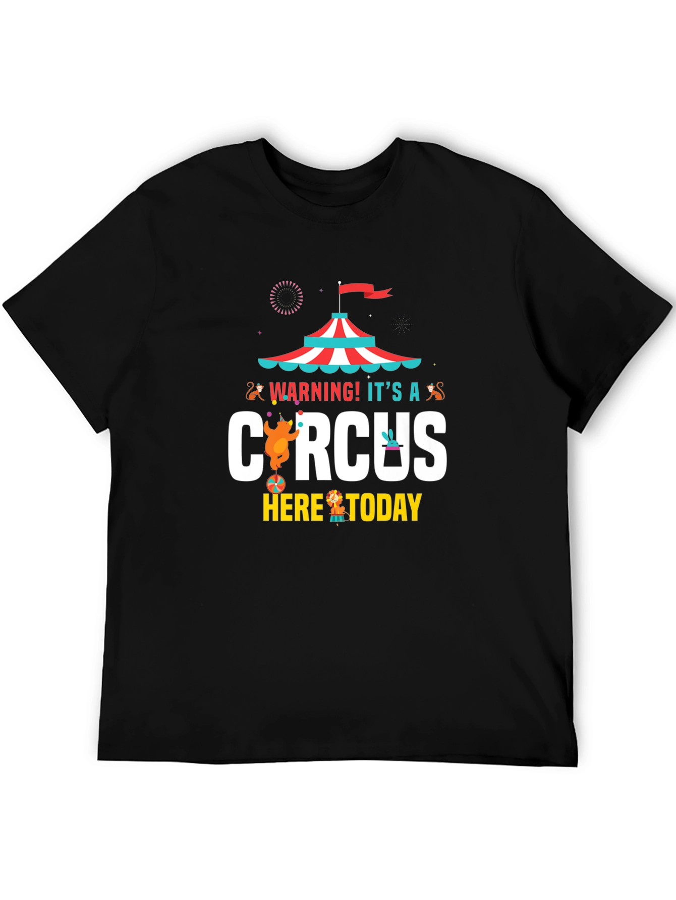 Black Circus Graphic Men's T-Shirt - Fun Design view 5