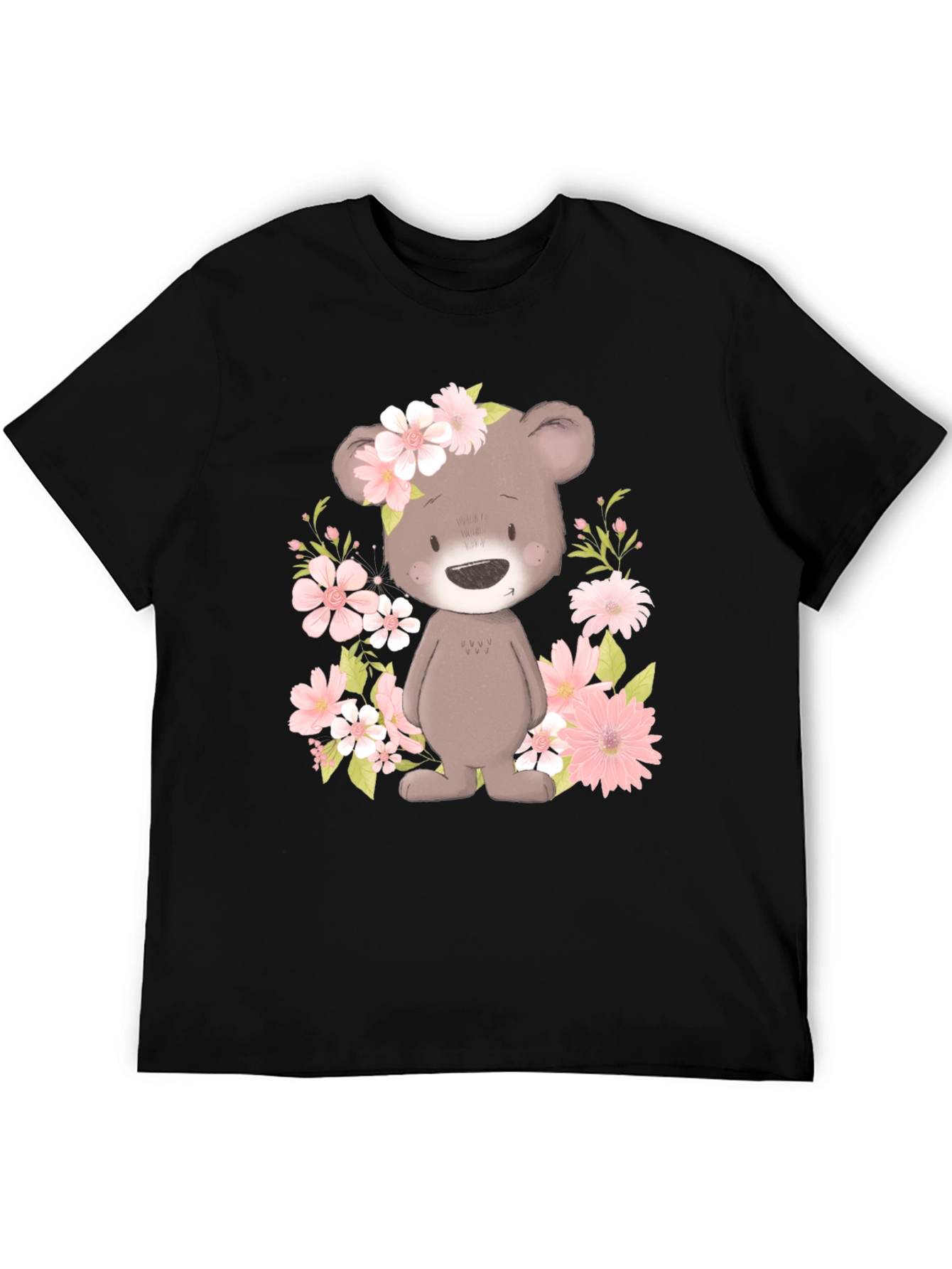 Black Floral Bear Graphic Tee view 5
