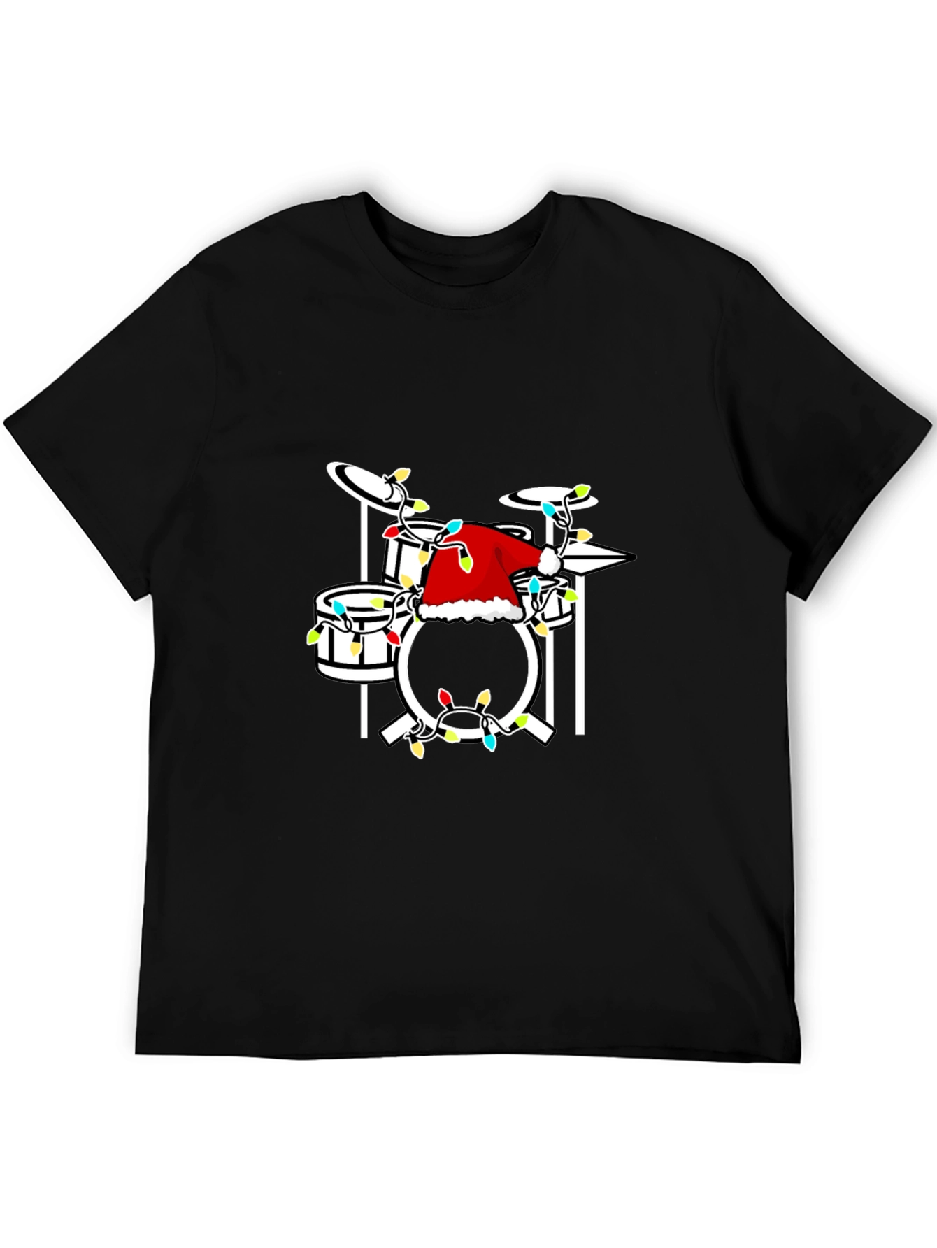 Black Drum Set Christmas T-Shirt view 5